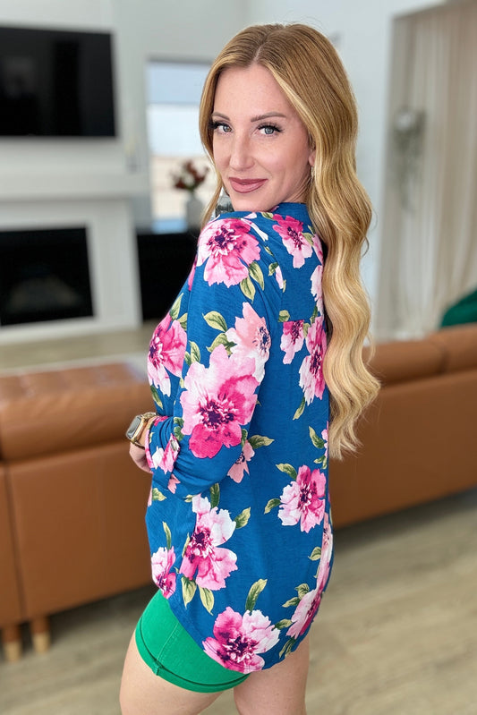 Lizzy Top | Teal & Magenta Floral