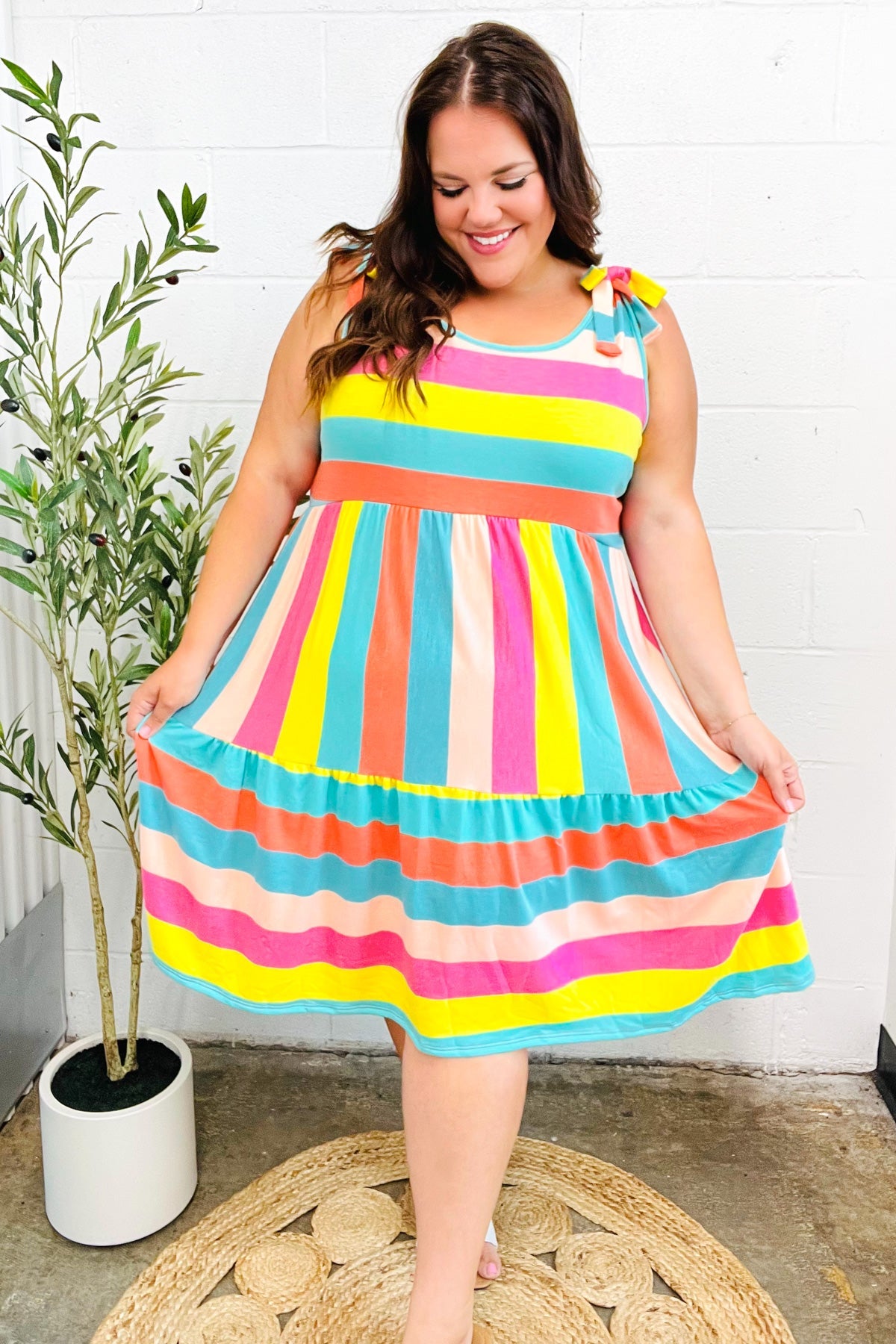 Start The Day Rainbow Tiered Dress