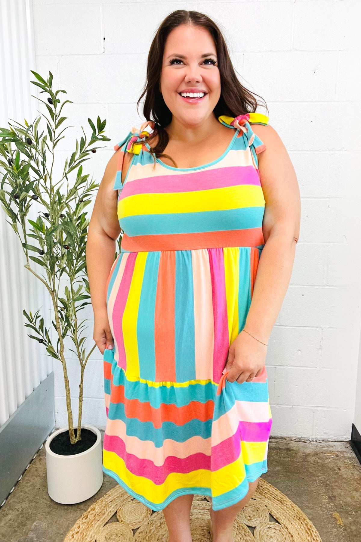 Start The Day Rainbow Tiered Dress