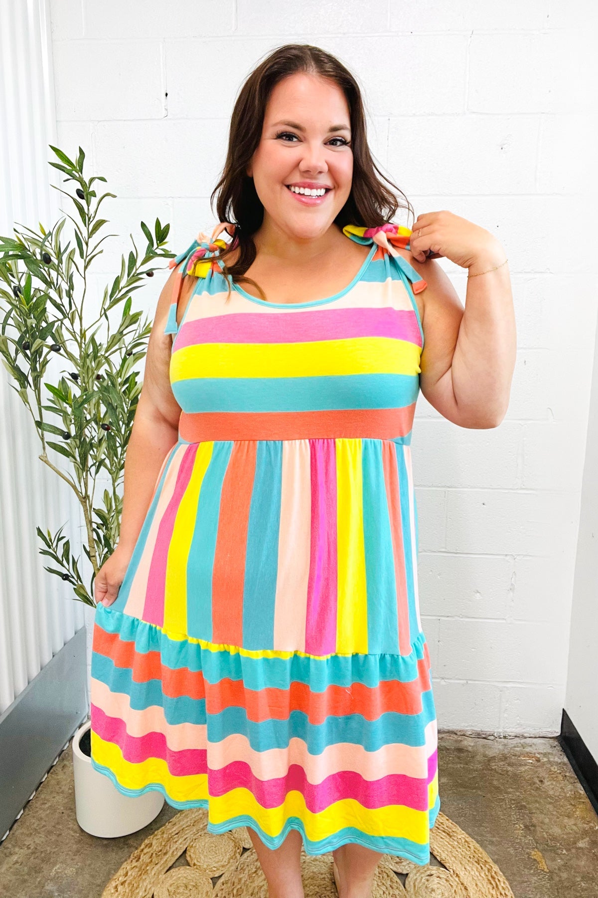 Start The Day Rainbow Tiered Dress