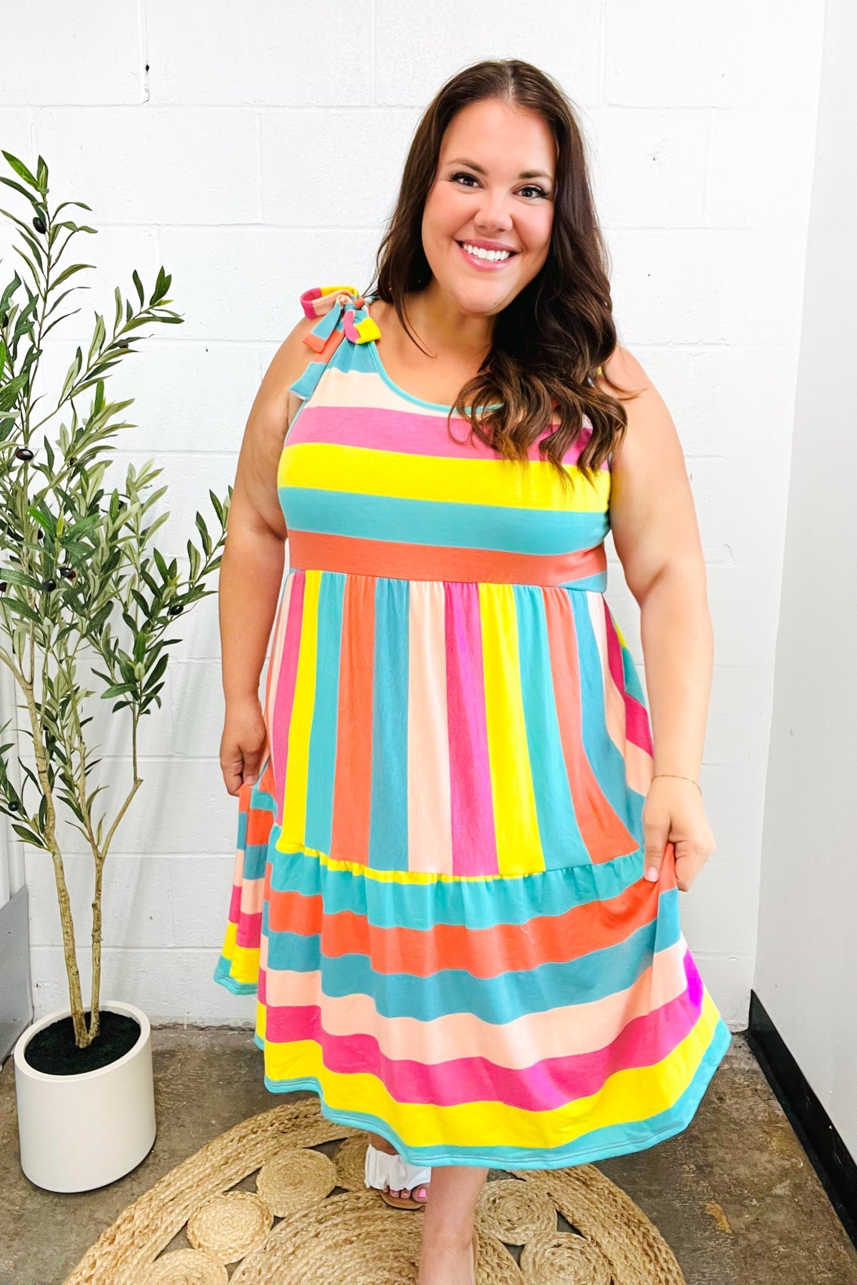 Start The Day Rainbow Tiered Dress