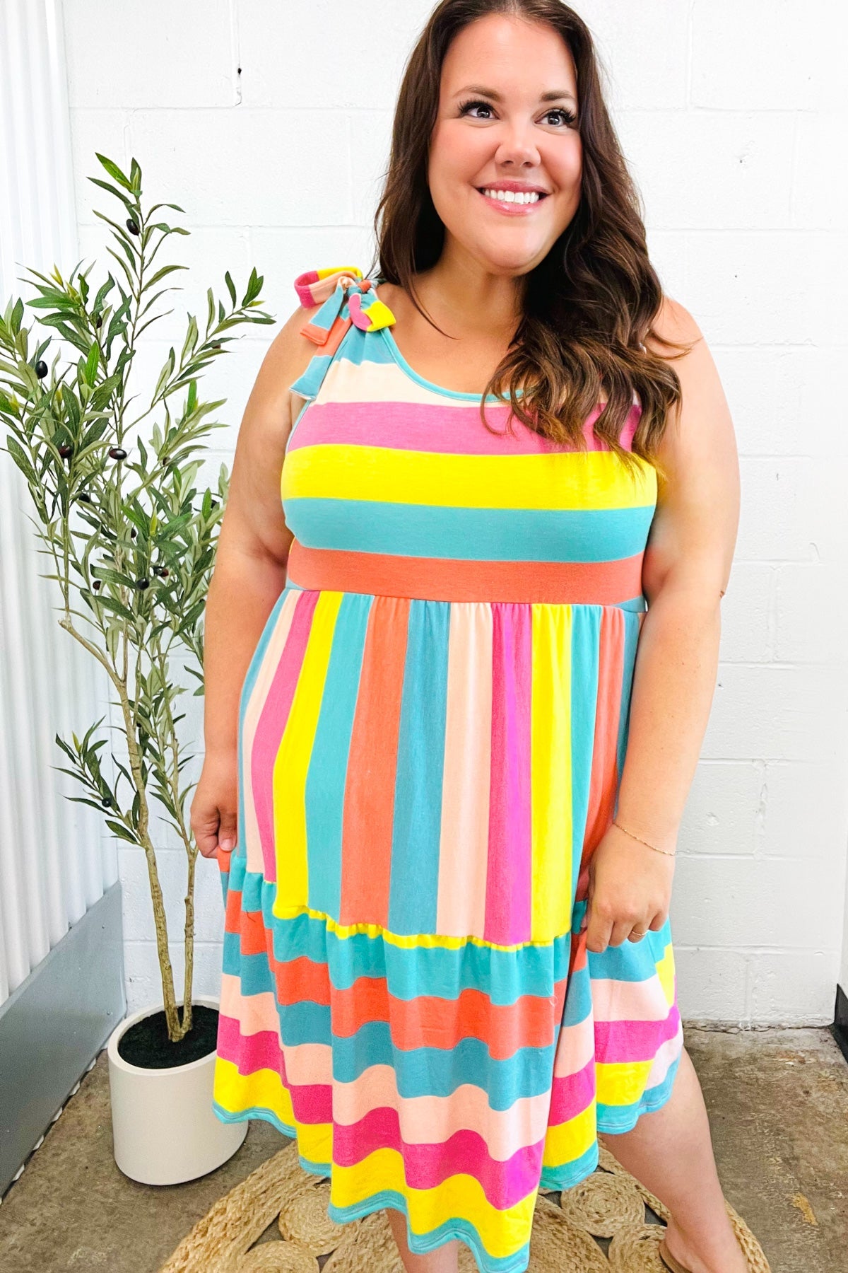 Start The Day Rainbow Tiered Dress