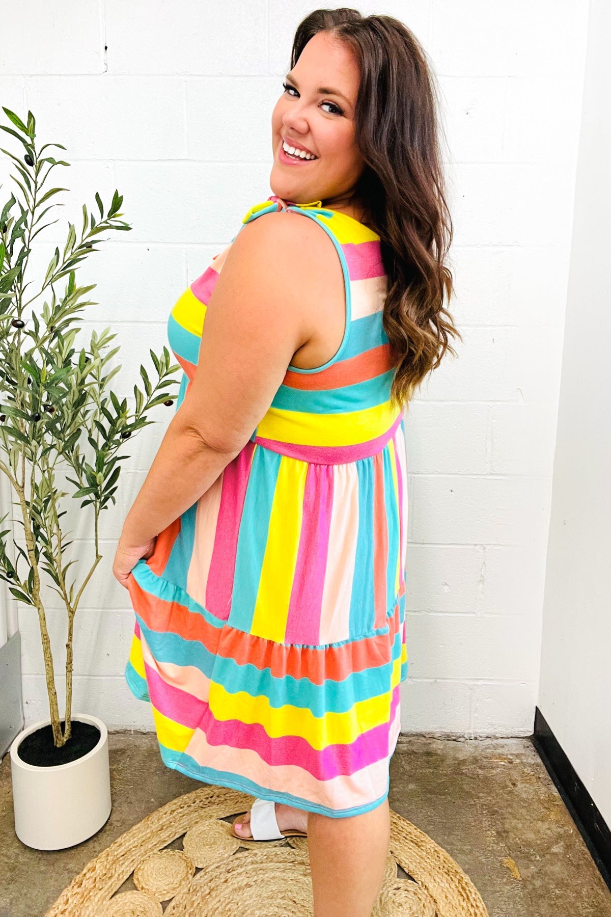 Start The Day Rainbow Tiered Dress