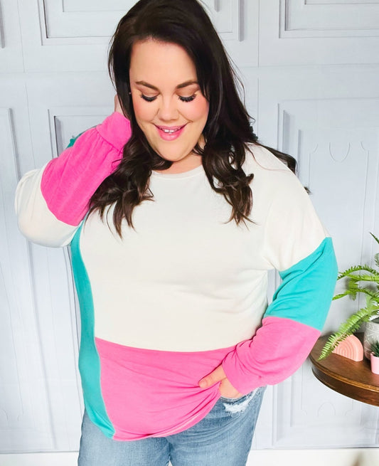 The Slouchy Terry Color Block Top