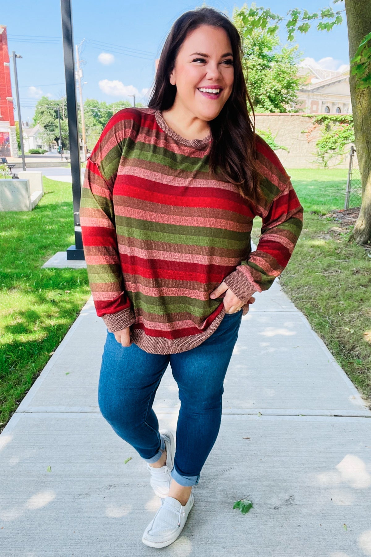 Perfectly You Striped Banded Sweater