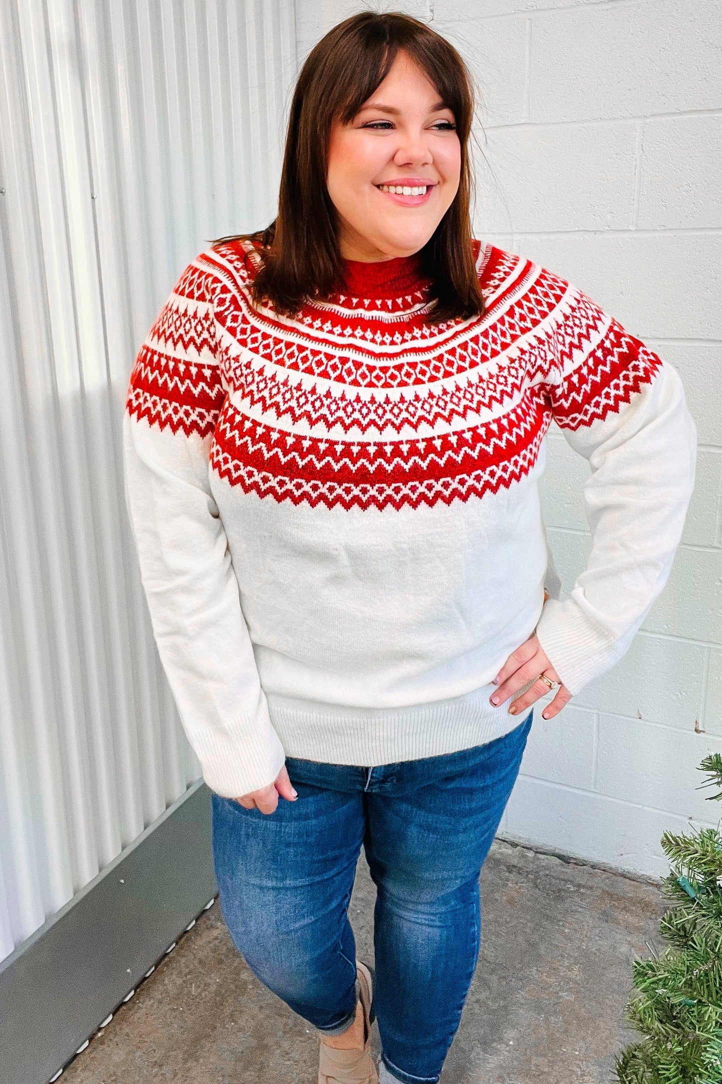 Feeling Festive Fair Isle Mock Neck Sweater