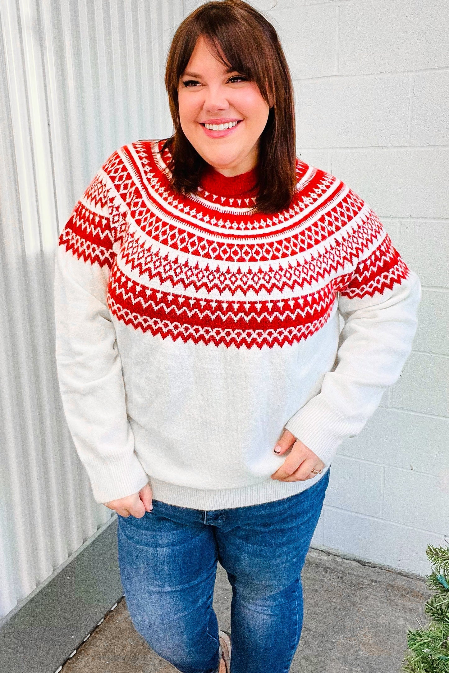 Feeling Festive Fair Isle Mock Neck Sweater