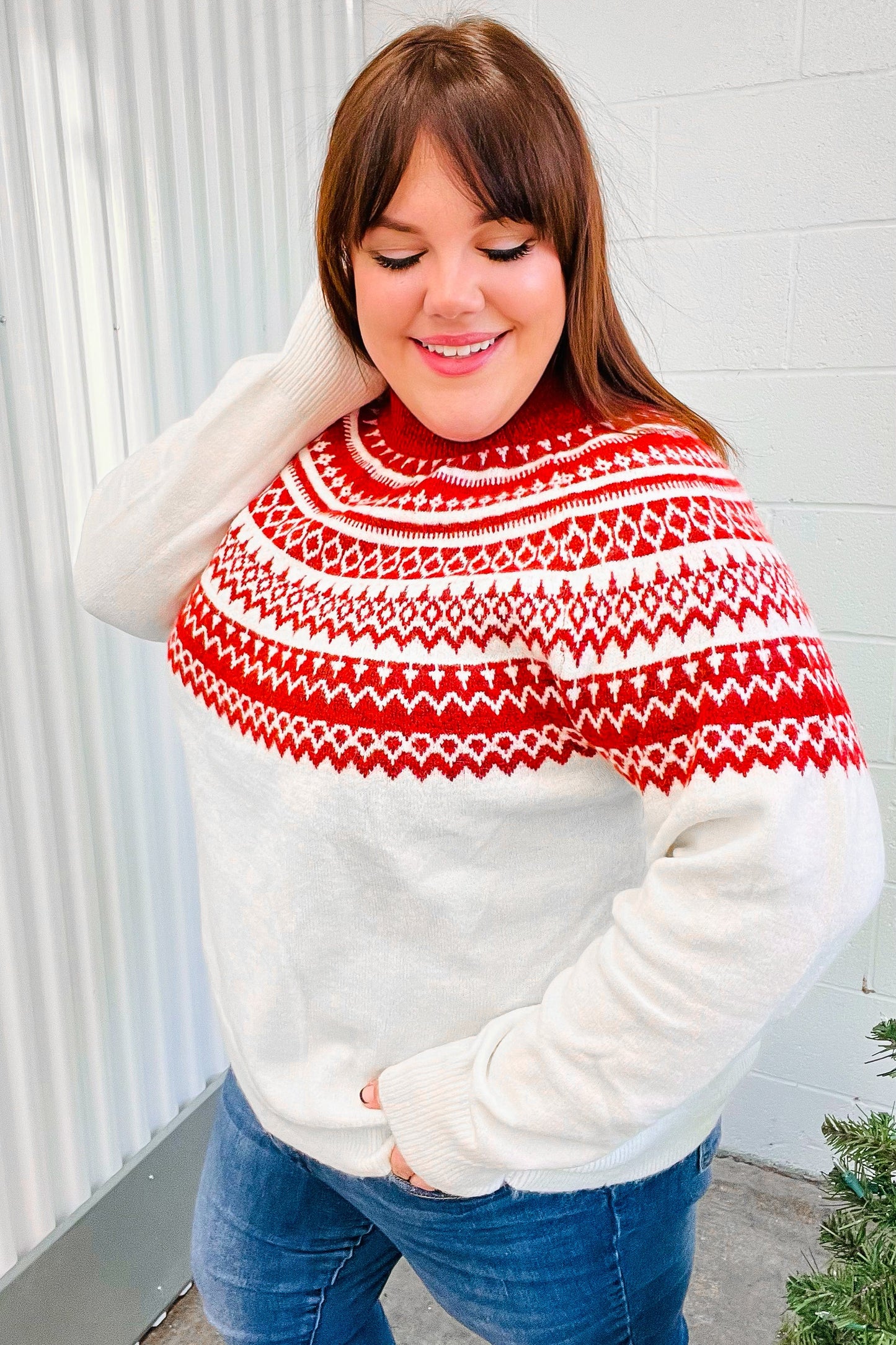 Feeling Festive Fair Isle Mock Neck Sweater