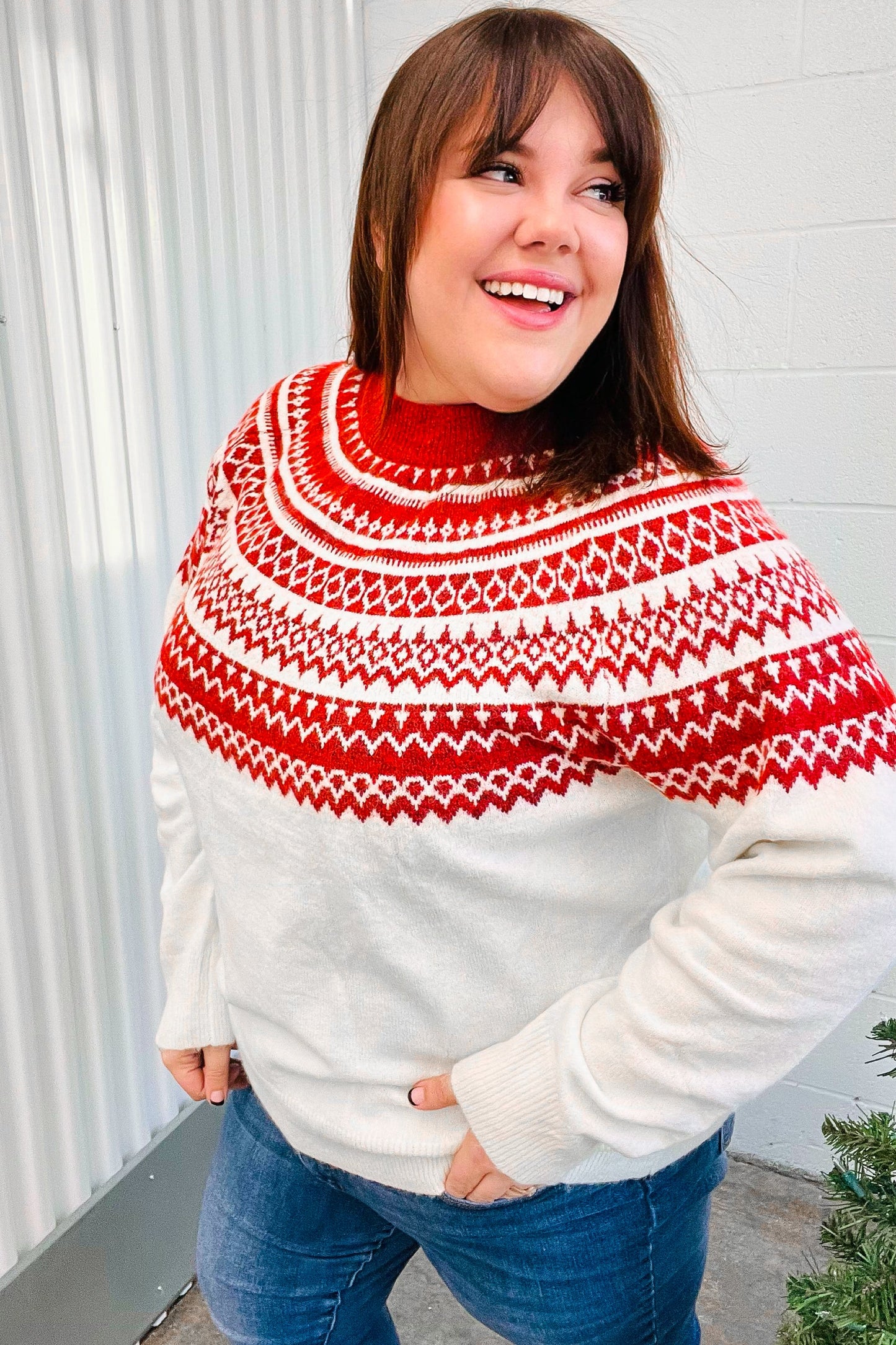 Feeling Festive Fair Isle Mock Neck Sweater