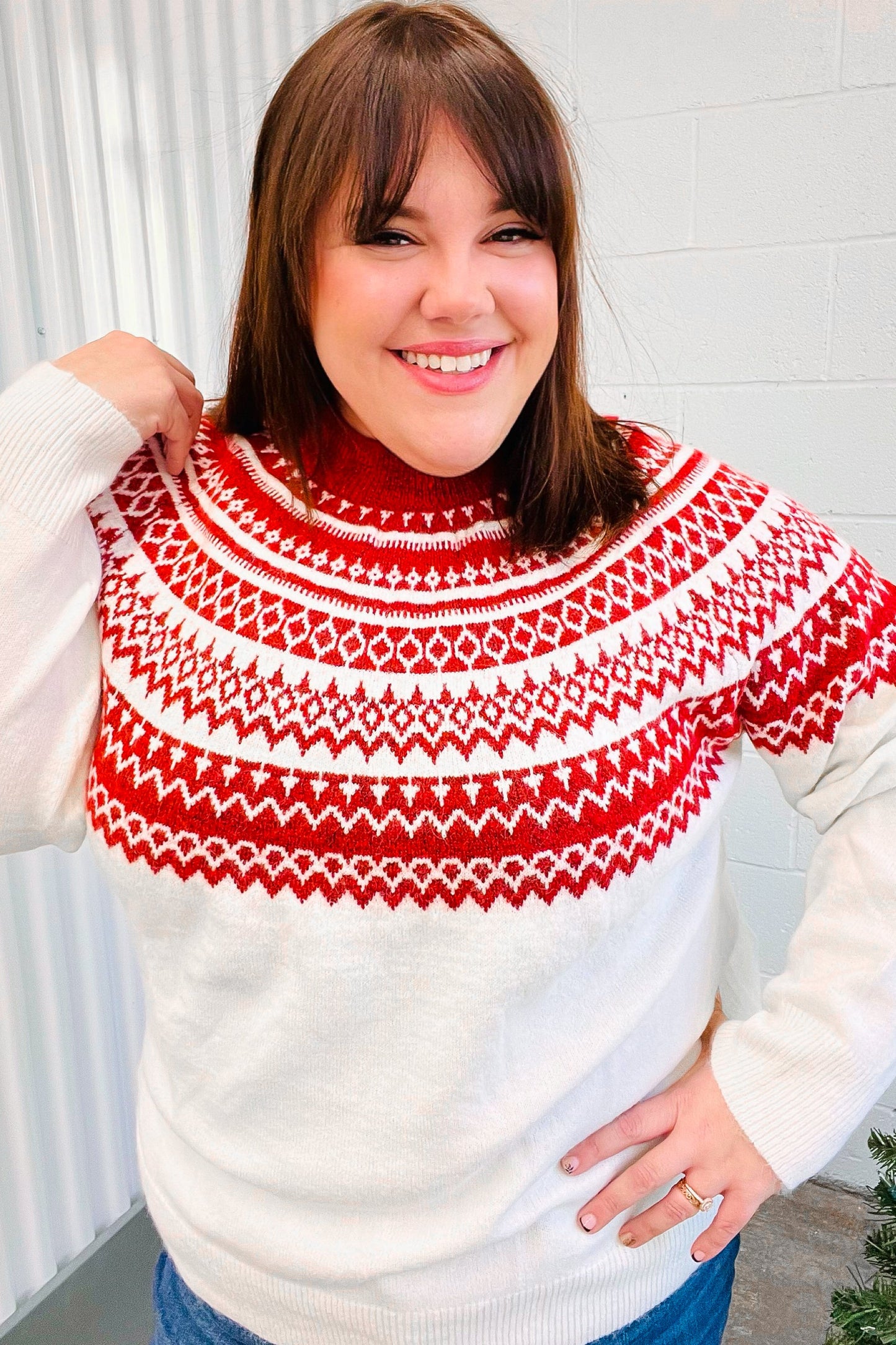 Feeling Festive Fair Isle Mock Neck Sweater