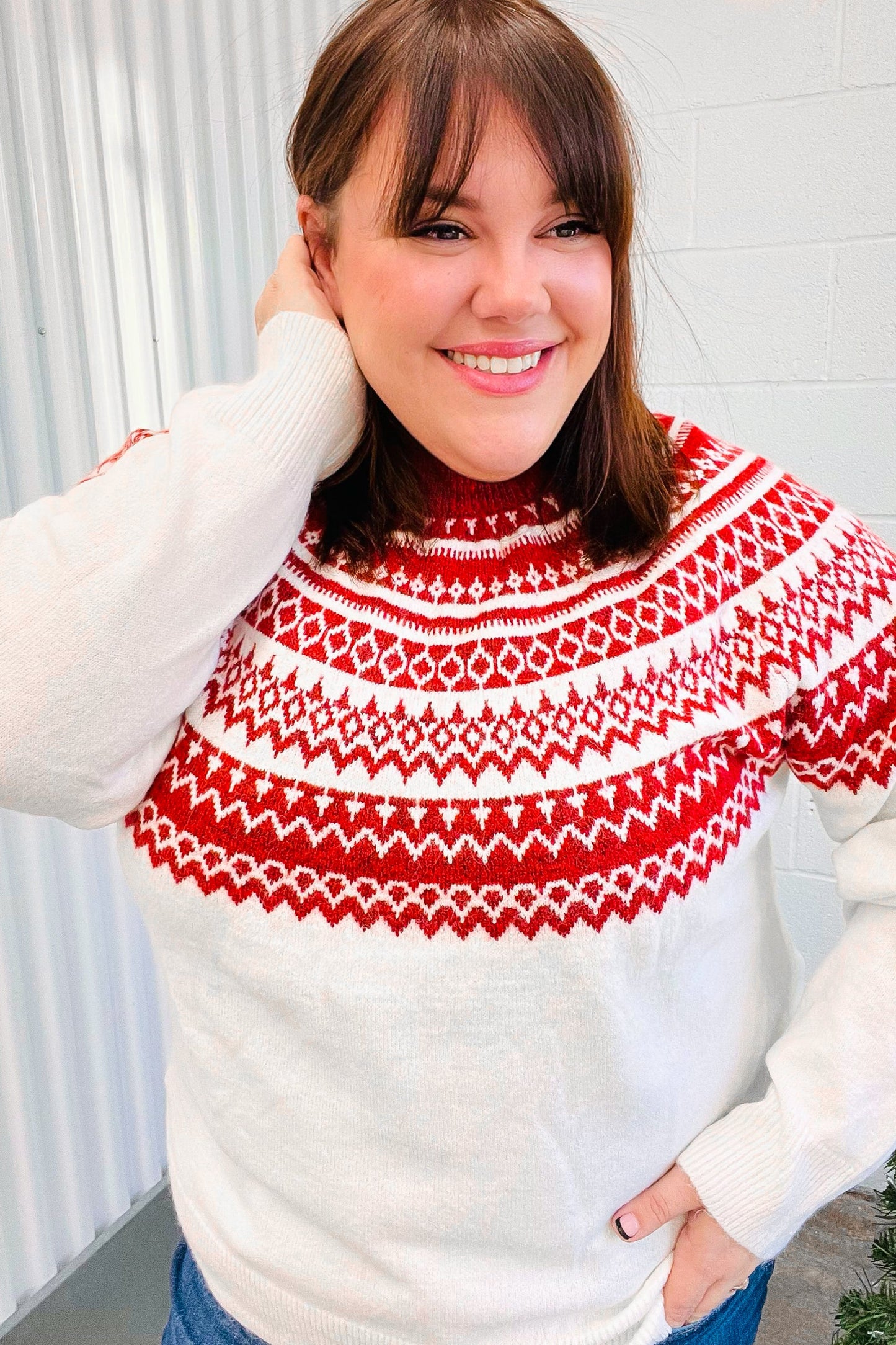 Feeling Festive Fair Isle Mock Neck Sweater