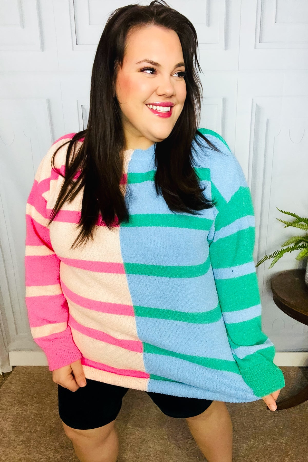 Perfectly Poised Striped Color Block Knit Sweater