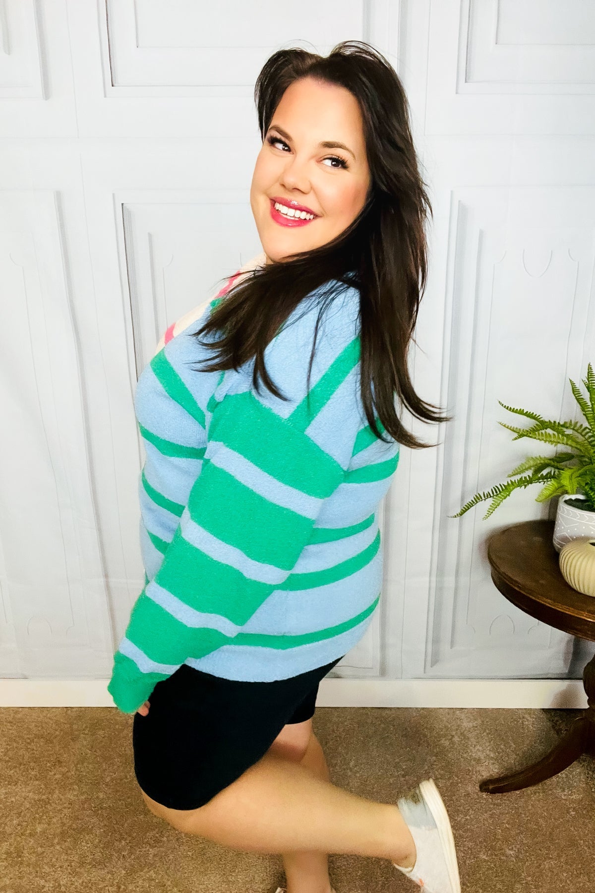 Perfectly Poised Striped Color Block Knit Sweater