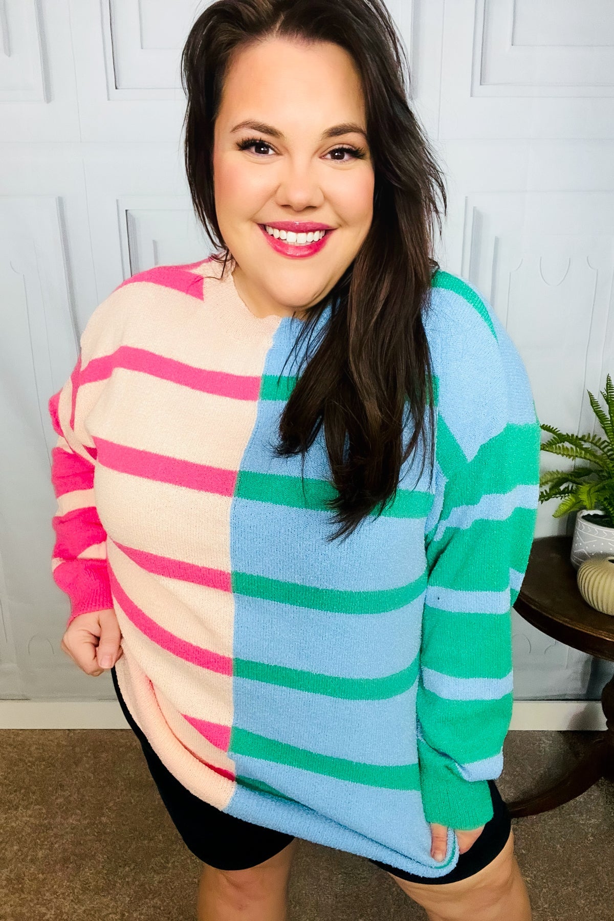 Perfectly Poised Striped Color Block Knit Sweater