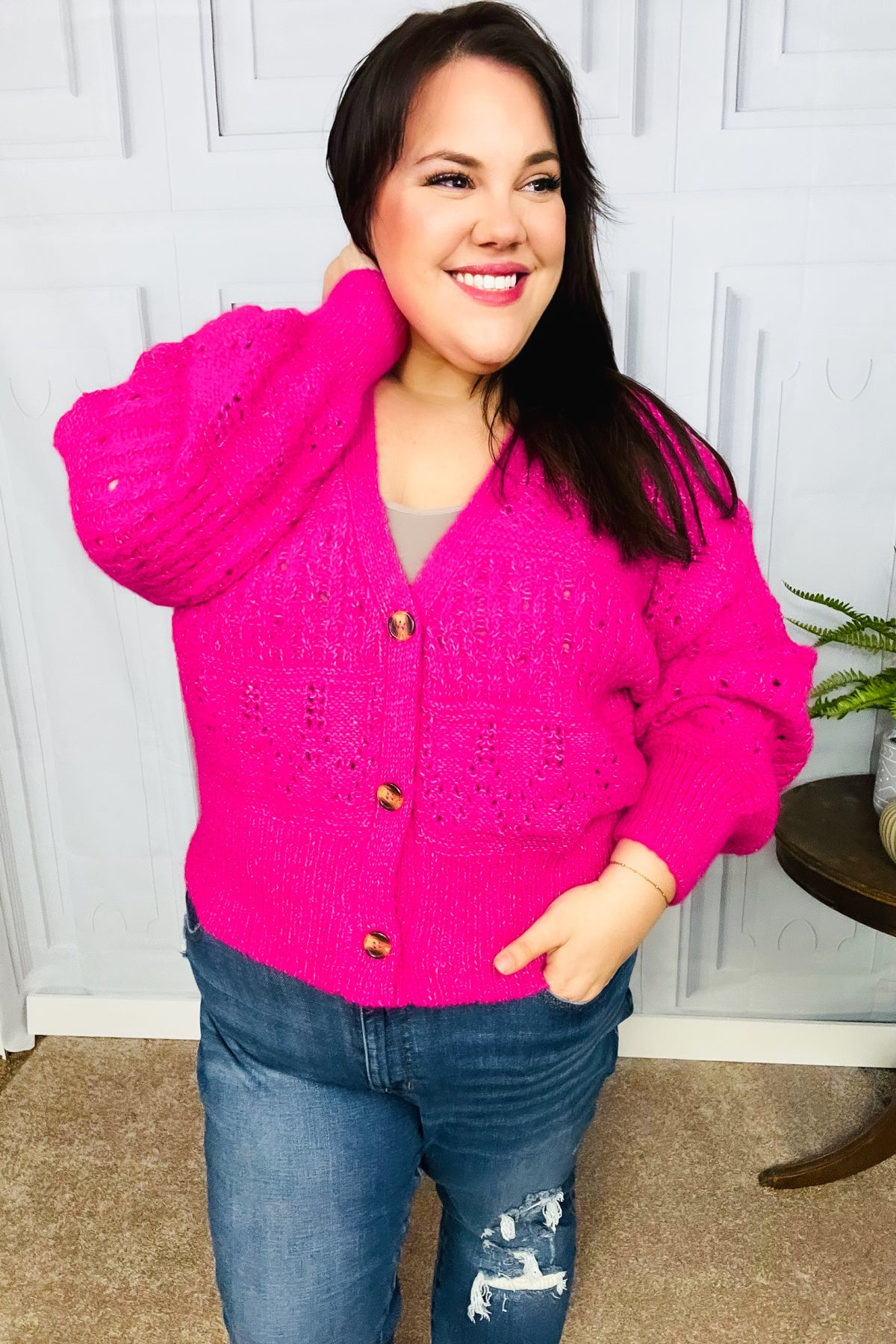 Pretty In Pink Pointelle Knit Cardigan