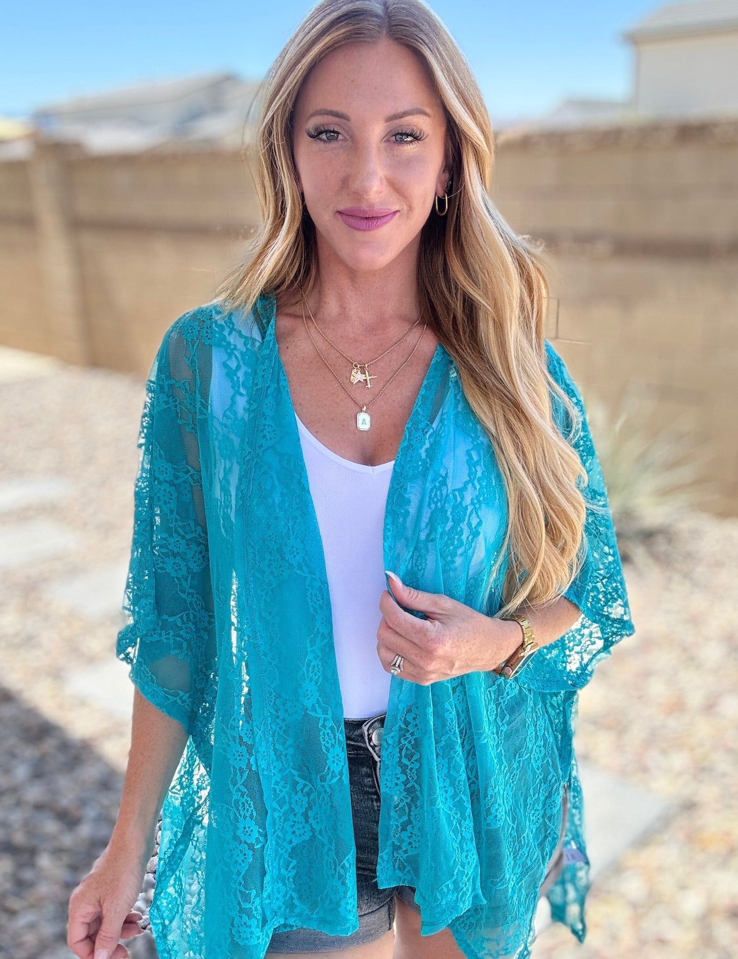 Good Days Ahead Lace Kimono | Teal