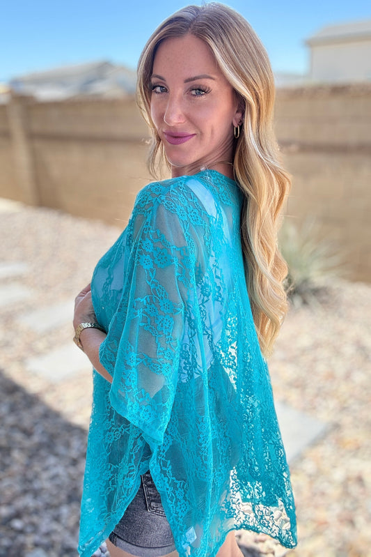 Good Days Ahead Lace Kimono | Teal