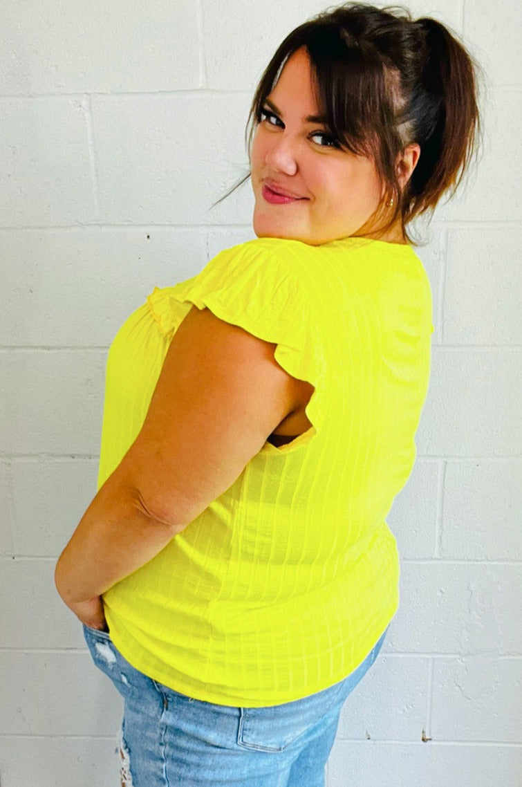 Lemon Frilled Yoke Top