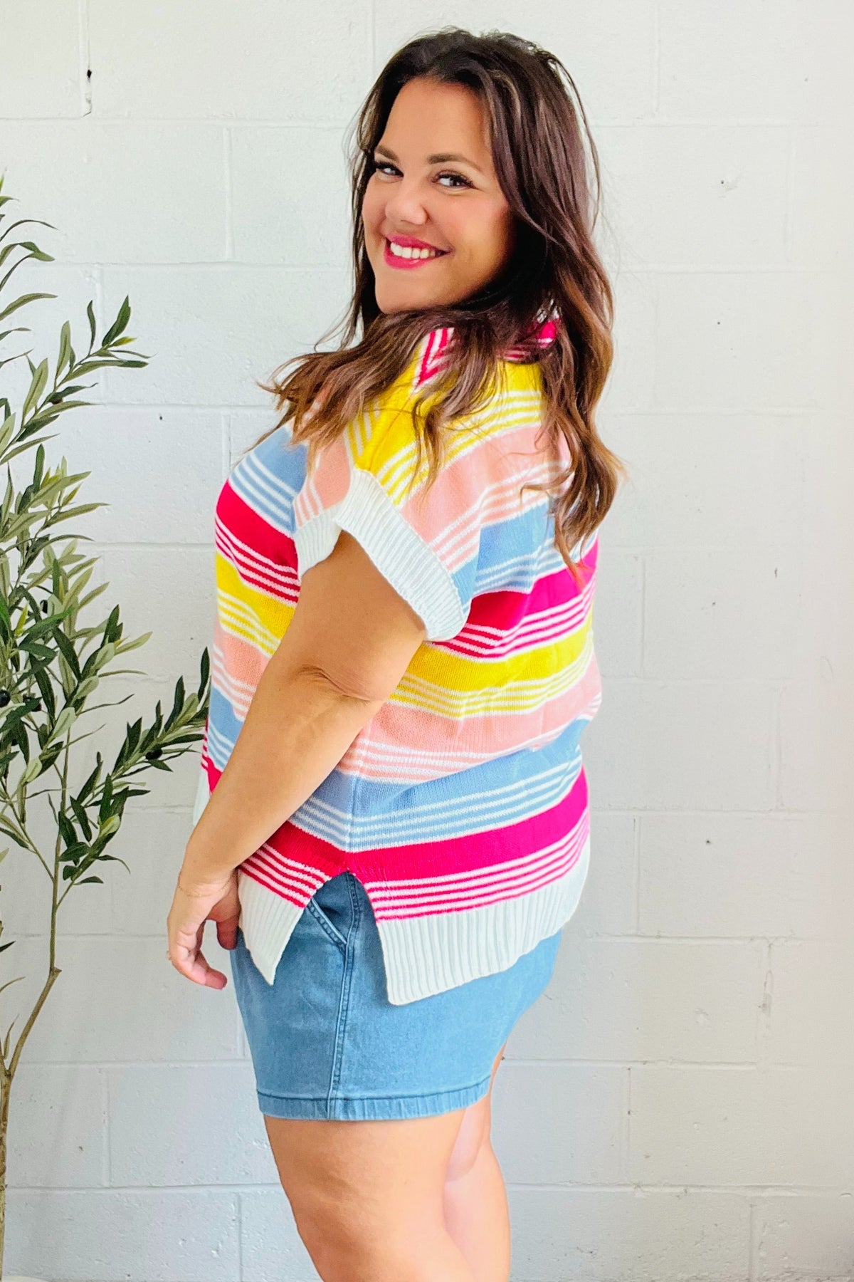 Feeling Playful Striped Dolman Sleeve Knit Top