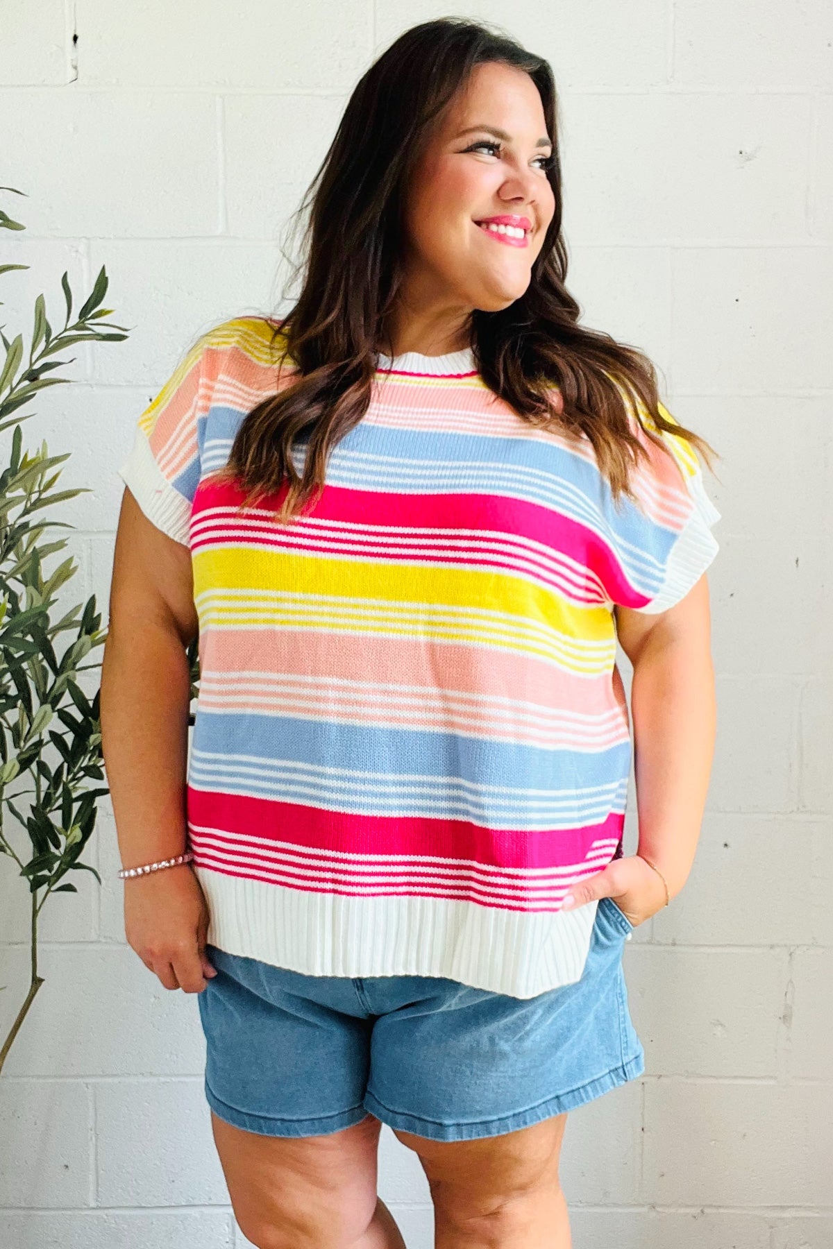 Feeling Playful Striped Dolman Sleeve Knit Top