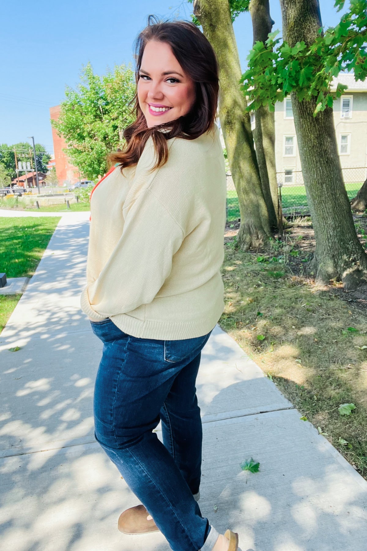 Pumpkin Spice Embroidered Oversized Sweater