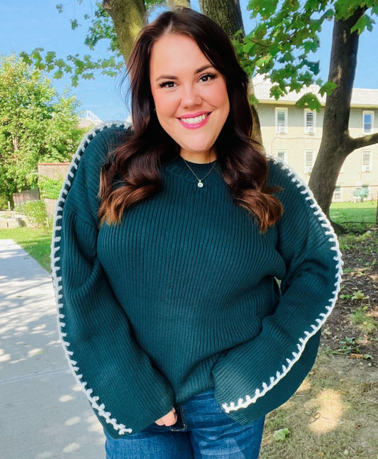 Fall Vibes Oversized Sweater | Hunter