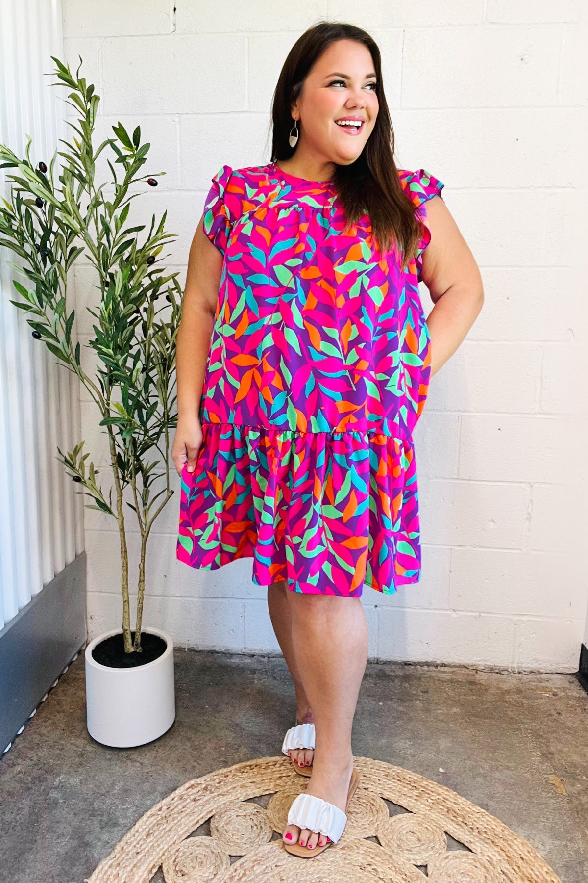 You Got This Floral Ruffle Sleeve Dress