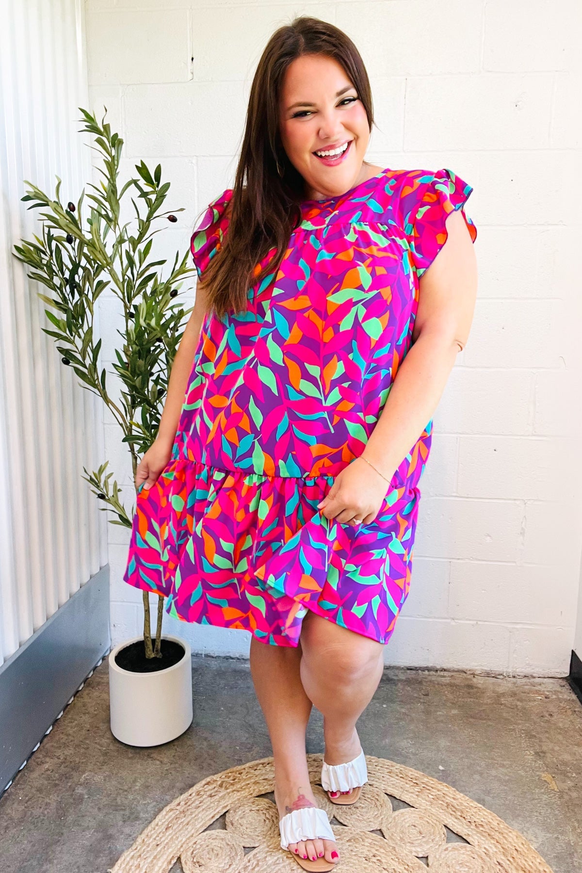 You Got This Floral Ruffle Sleeve Dress