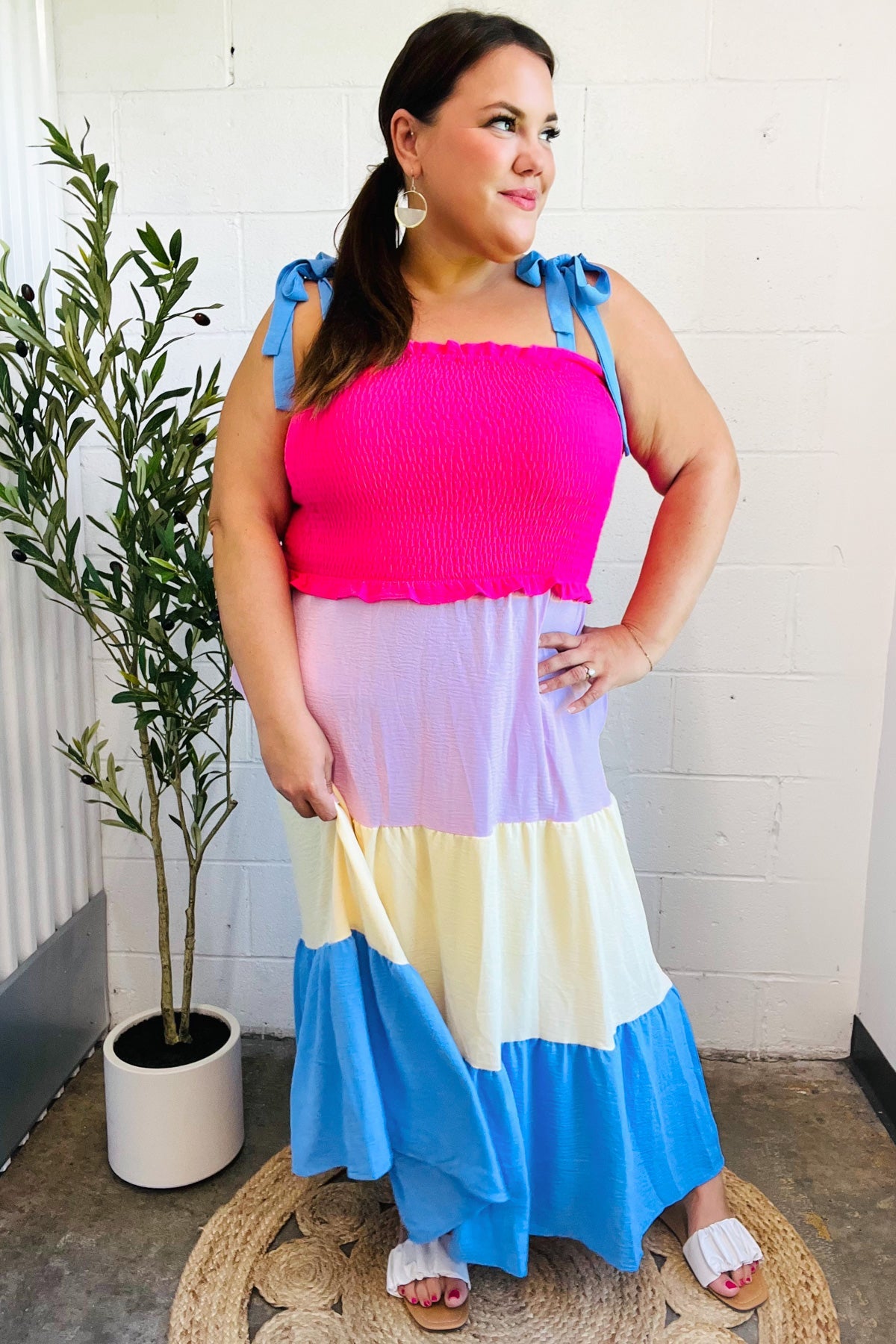 Vacay Vibes Smocked Color Block Maxi Dress