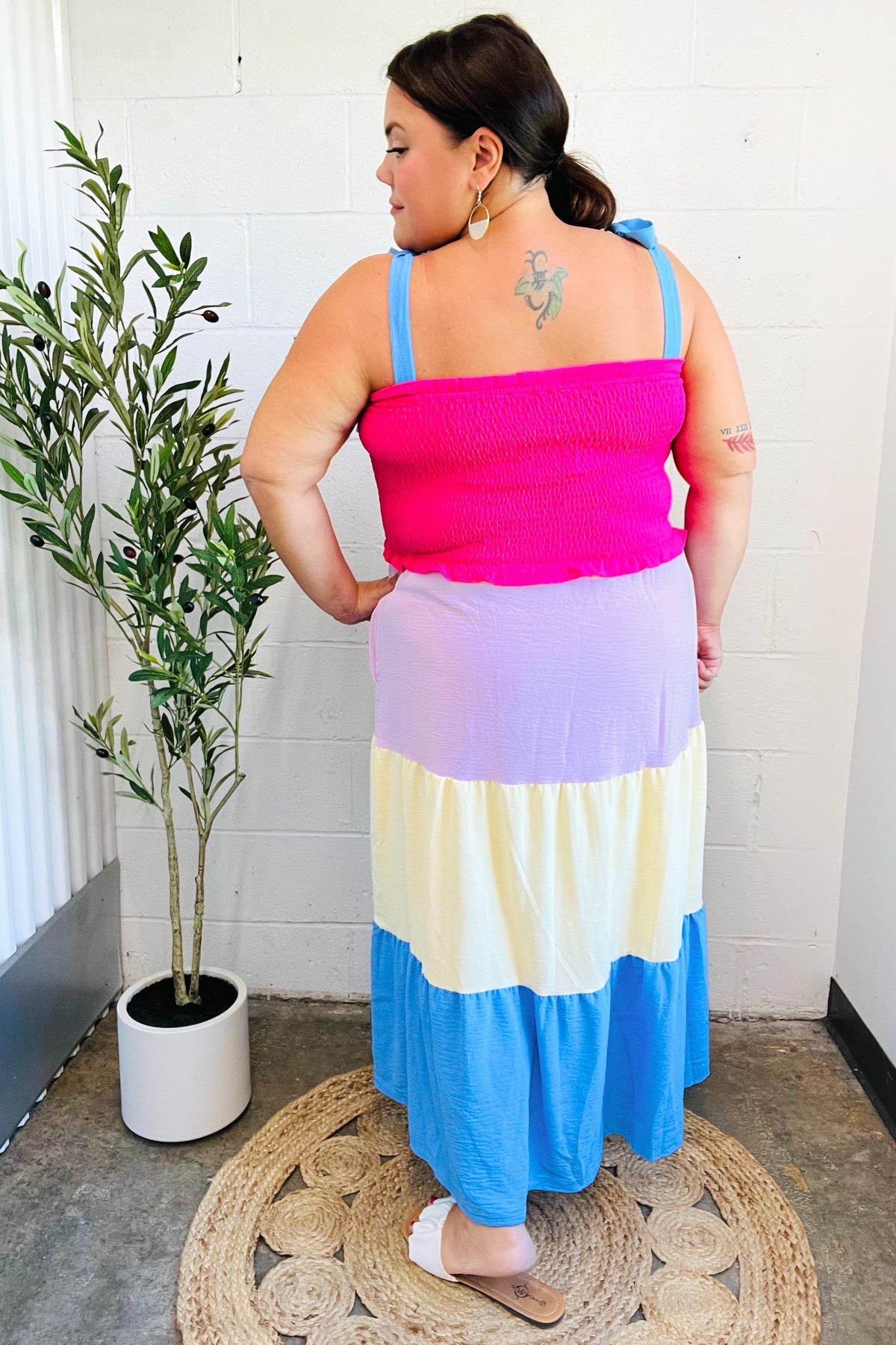 Vacay Vibes Smocked Color Block Maxi Dress