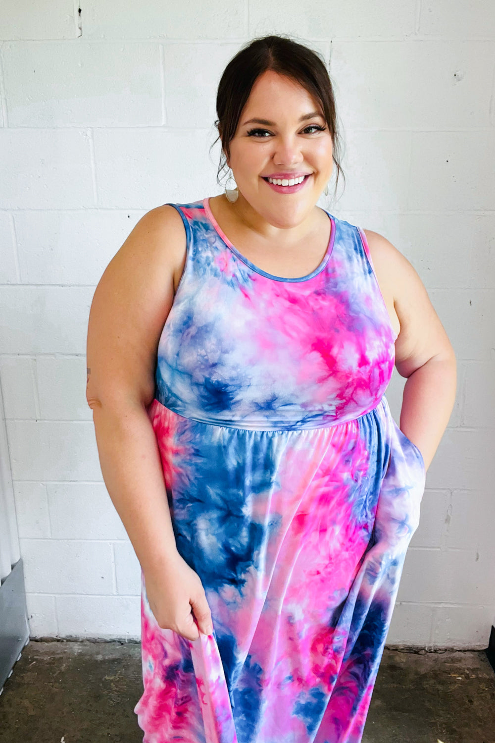 Cotton Candy Tie-Dye Fit & Flare Sleeveless Maxi Dress