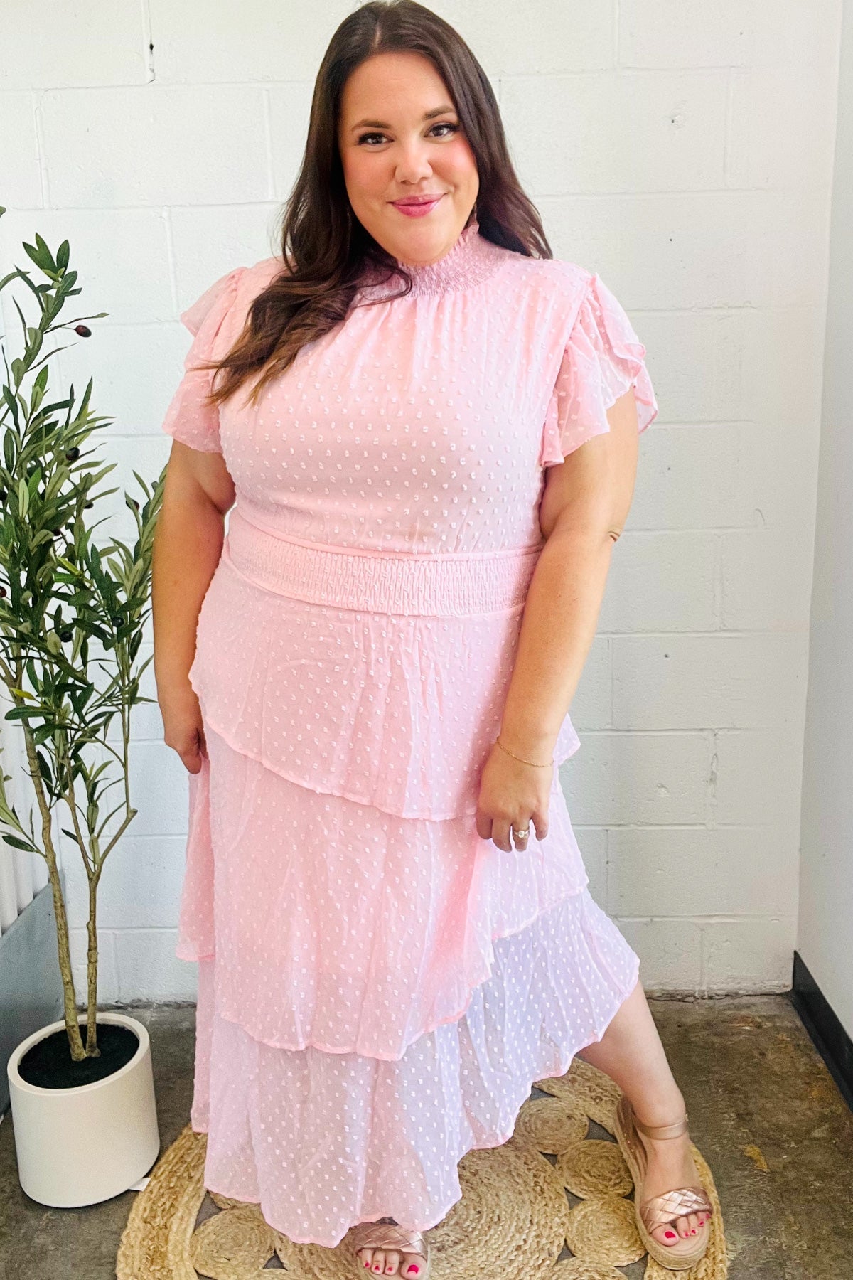 Beautiful You Blush Smocked Dress