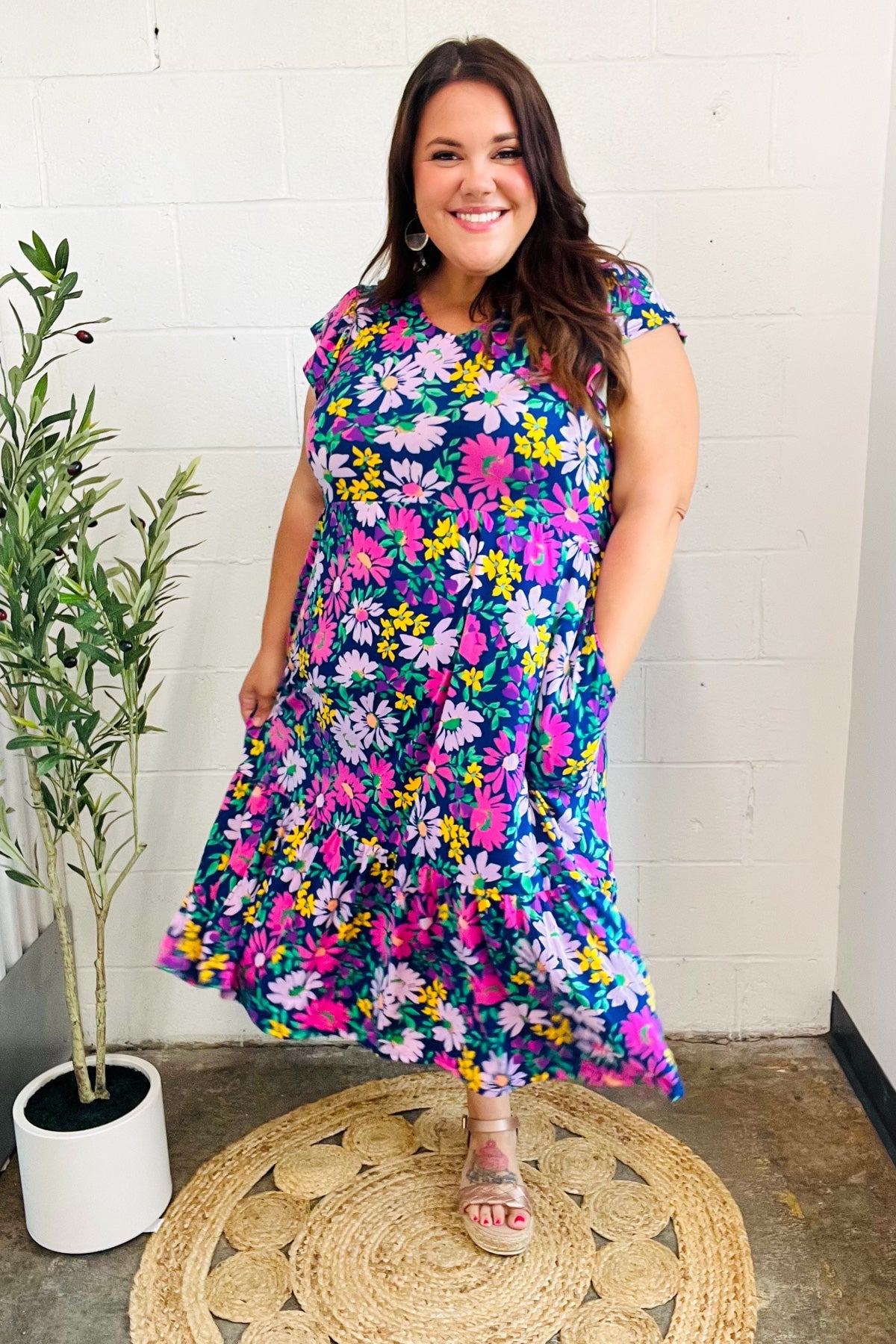 Diva Dreams Floral Fit & Flare Midi Dress