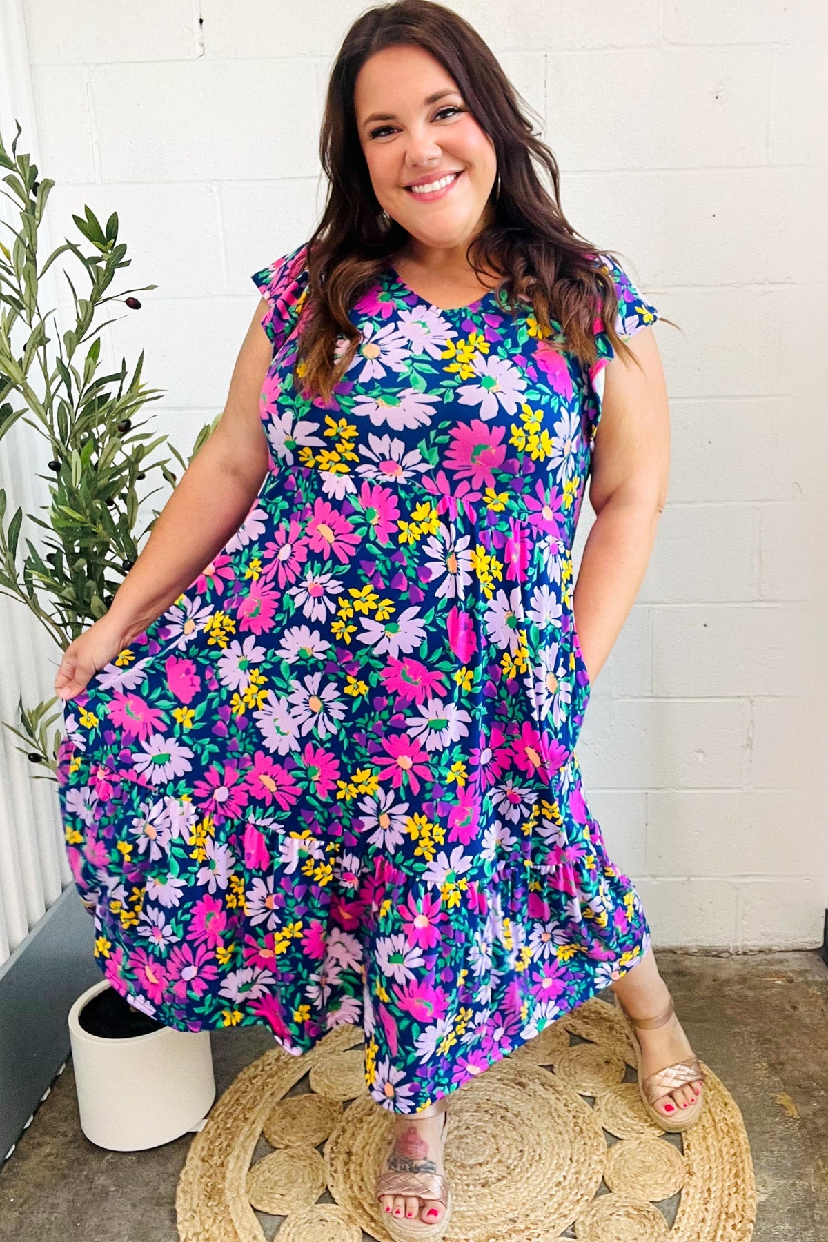 Diva Dreams Floral Fit & Flare Midi Dress