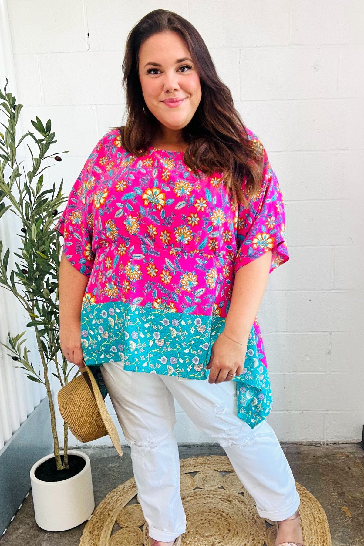 Vacay Ready Paisley Floral Shark Bite Top