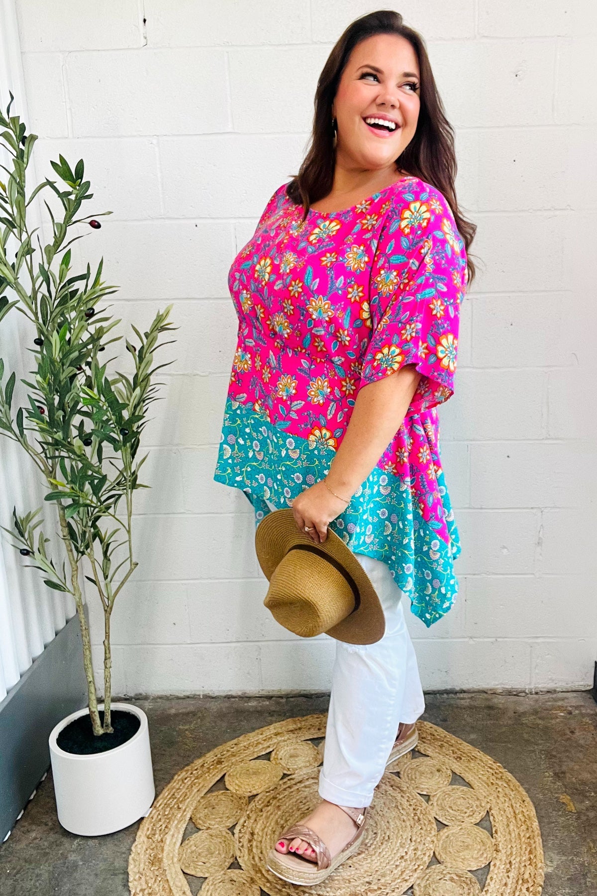 Vacay Ready Paisley Floral Shark Bite Top