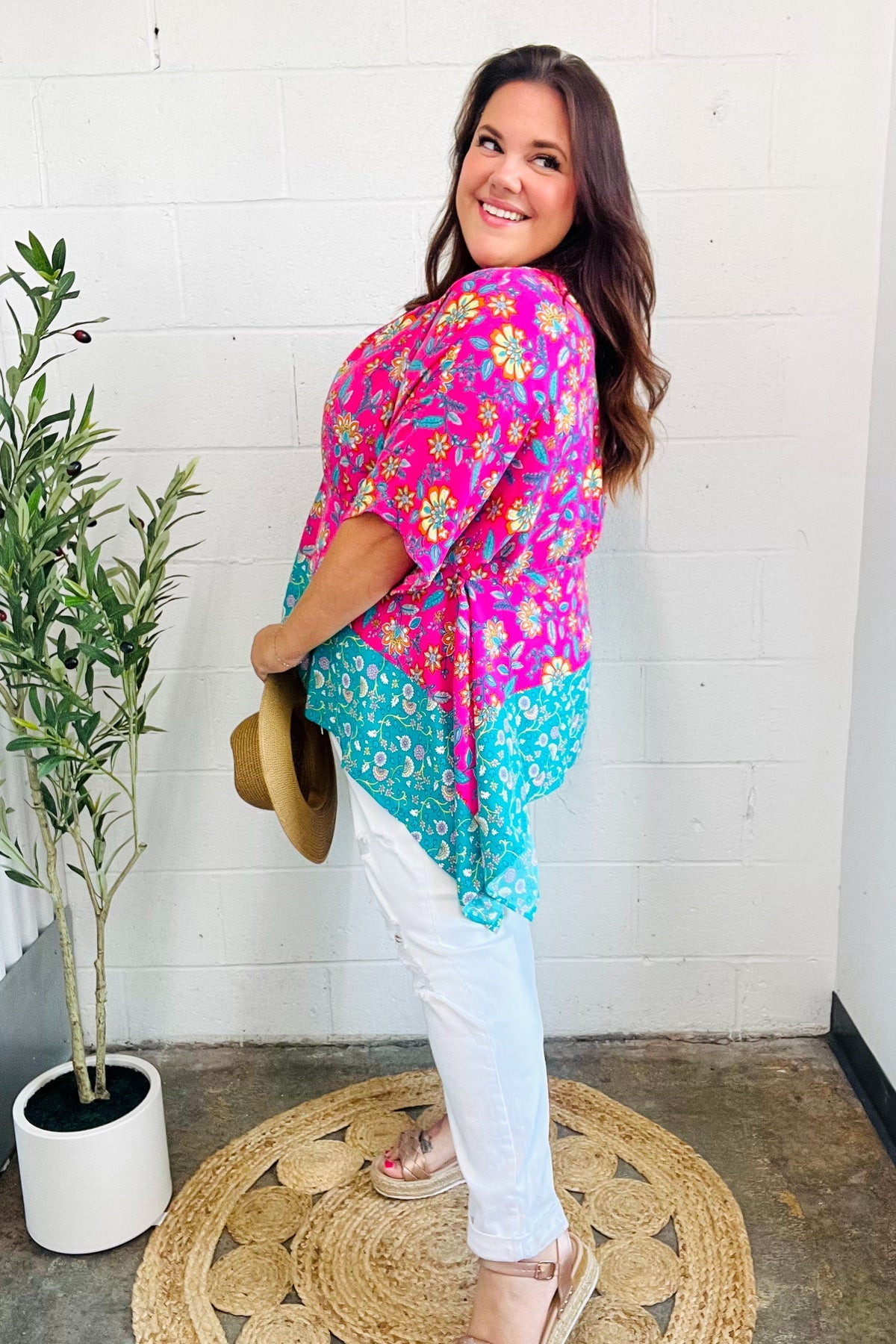 Vacay Ready Paisley Floral Shark Bite Top