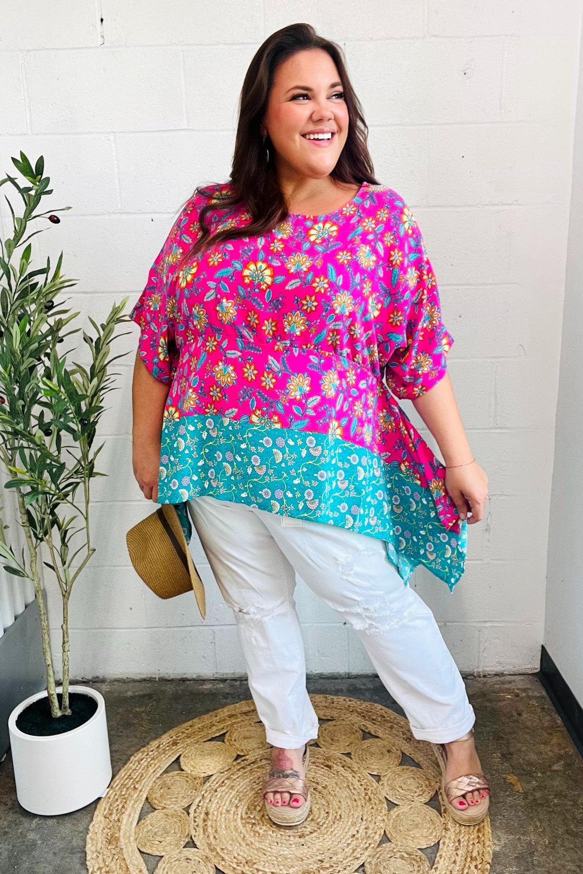 Vacay Ready Paisley Floral Shark Bite Top