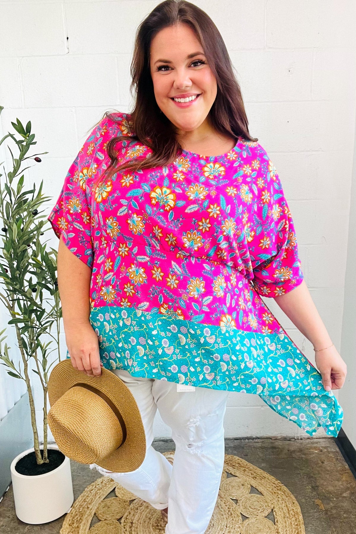 Vacay Ready Paisley Floral Shark Bite Top