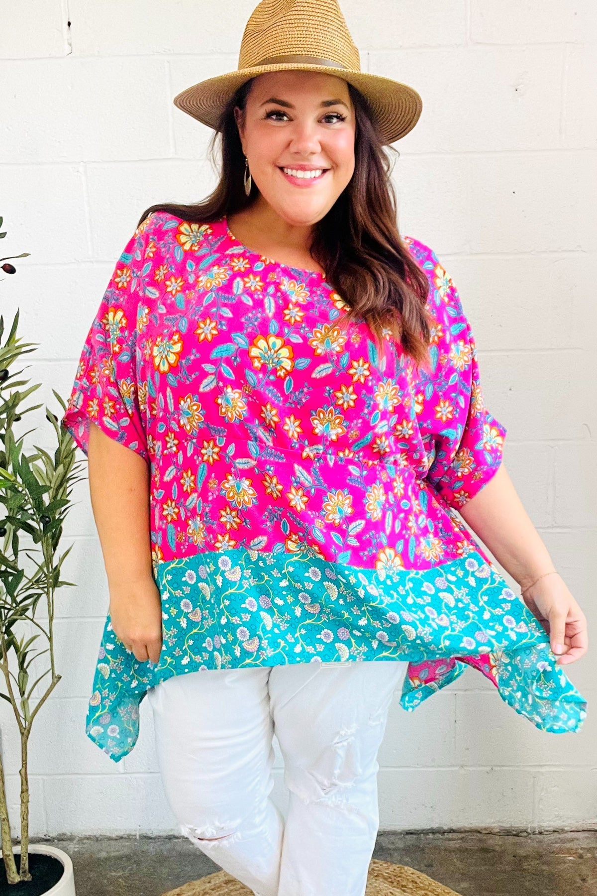 Vacay Ready Paisley Floral Shark Bite Top