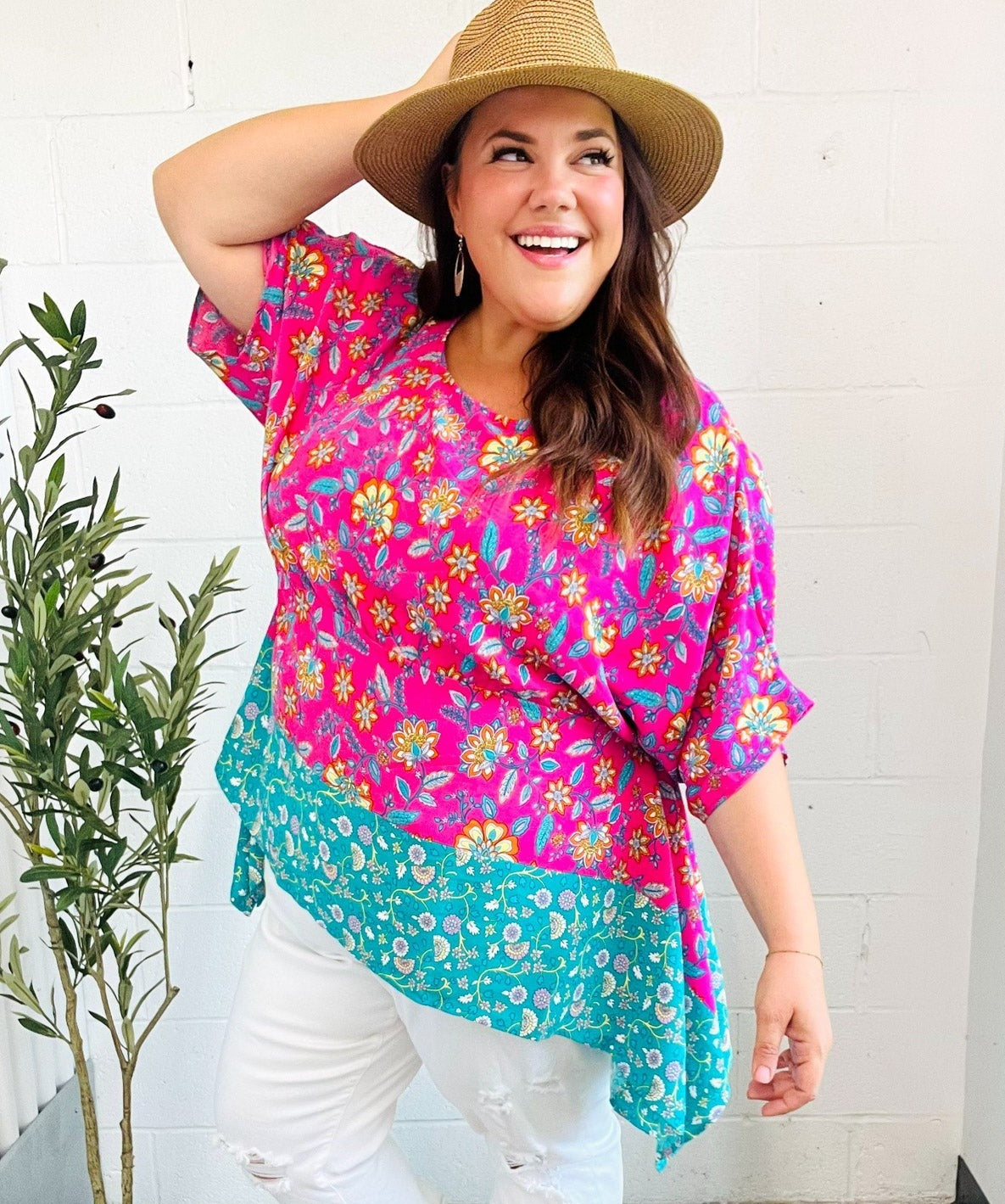 Vacay Ready Paisley Floral Shark Bite Top