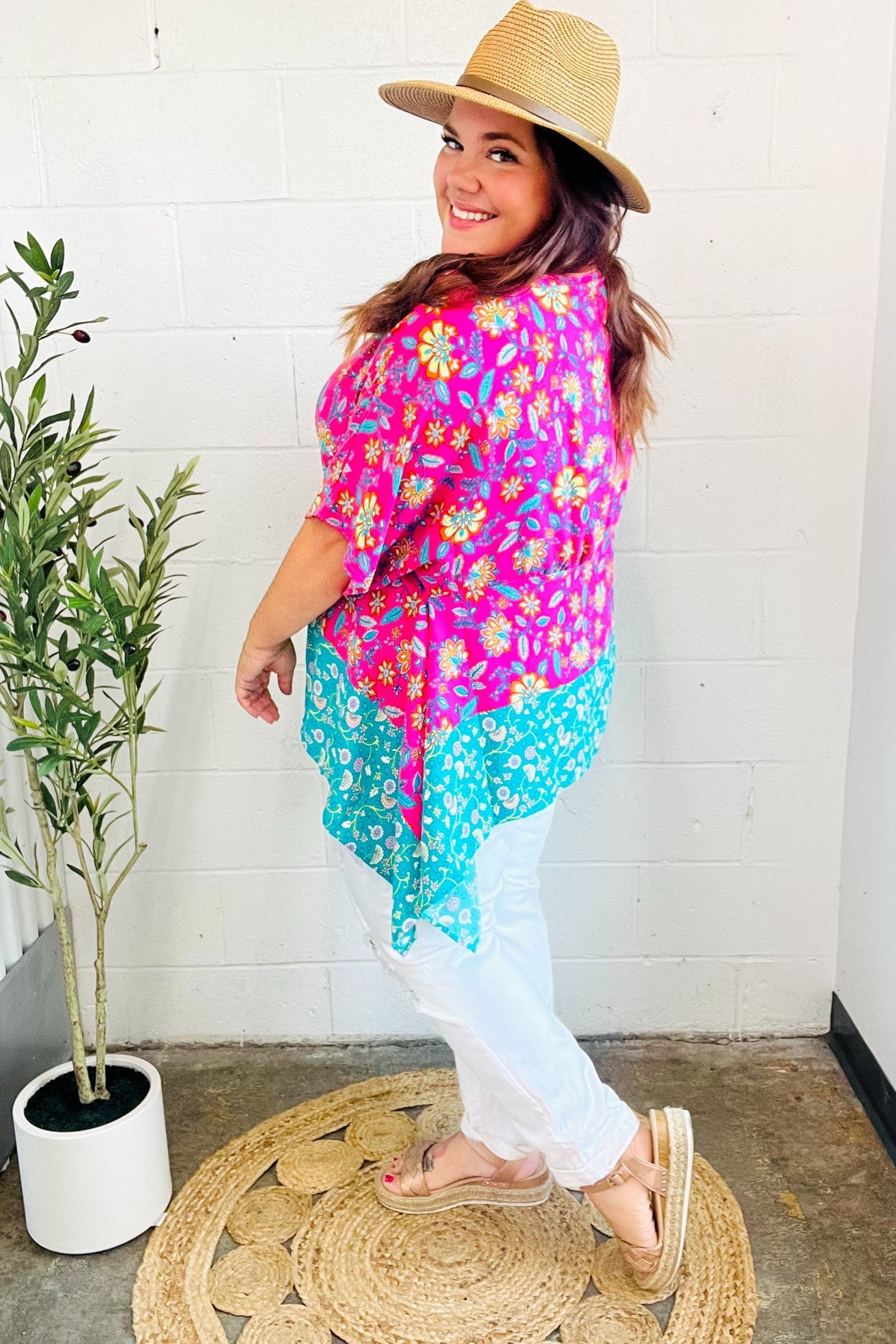 Vacay Ready Paisley Floral Shark Bite Top