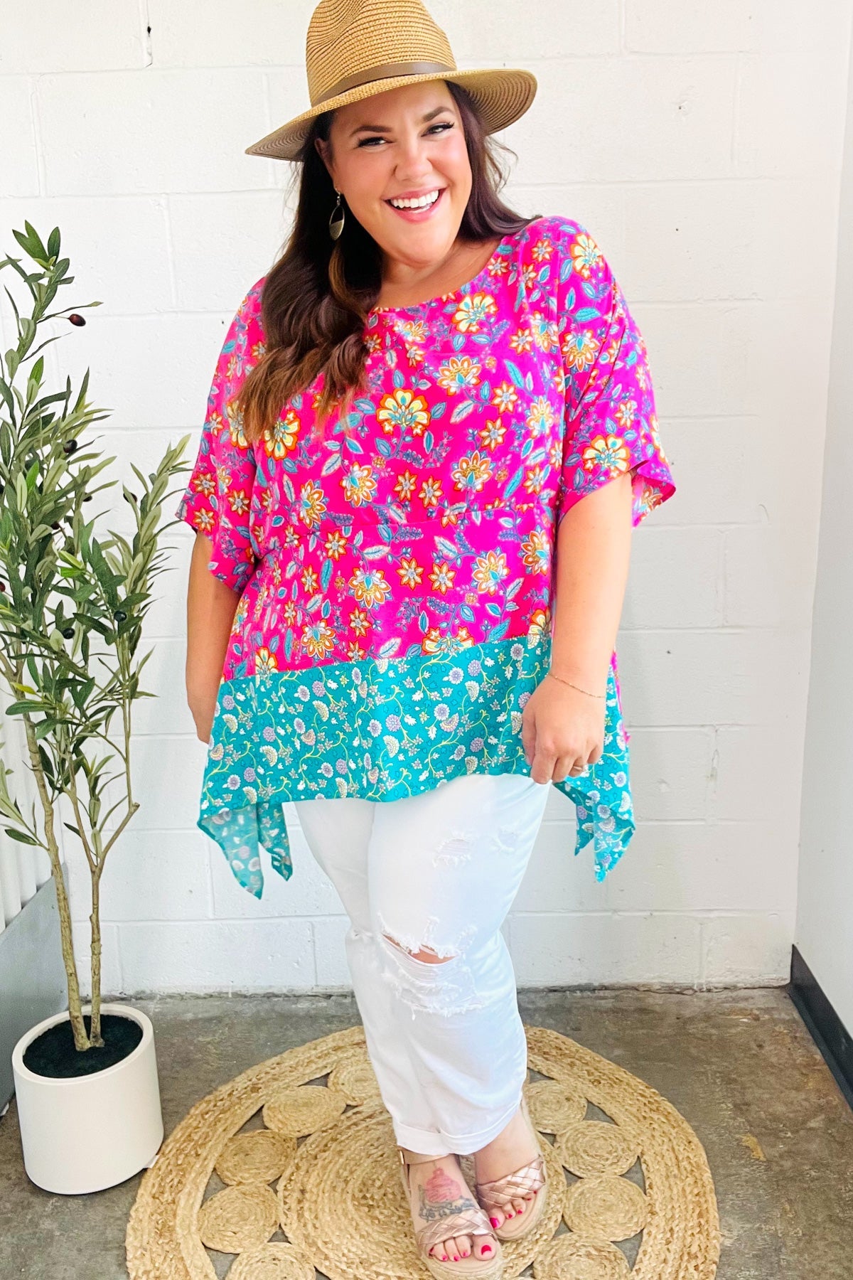 Vacay Ready Paisley Floral Shark Bite Top