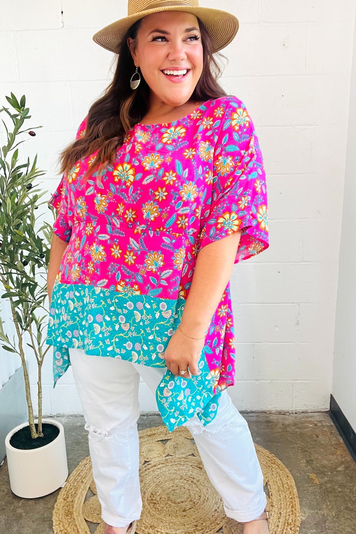 Vacay Ready Paisley Floral Shark Bite Top