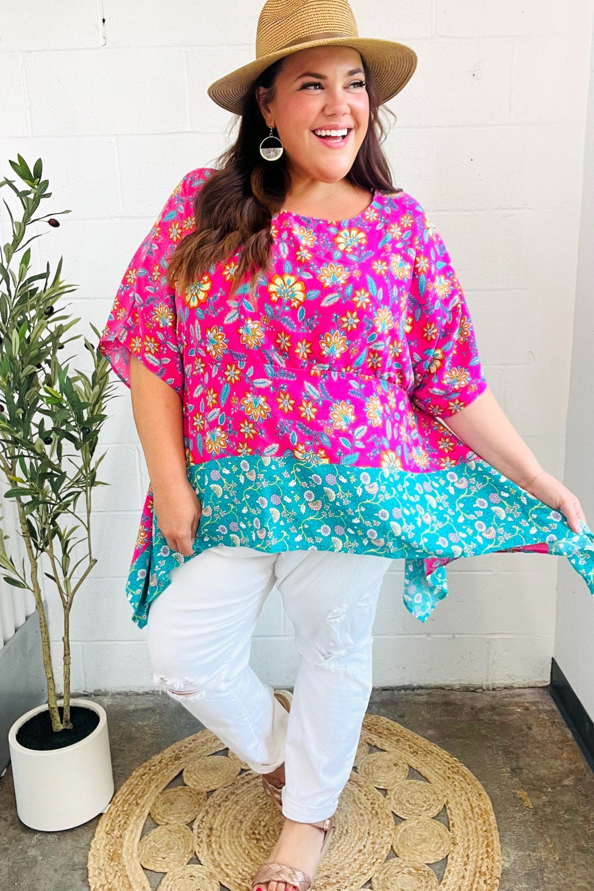 Vacay Ready Paisley Floral Shark Bite Top