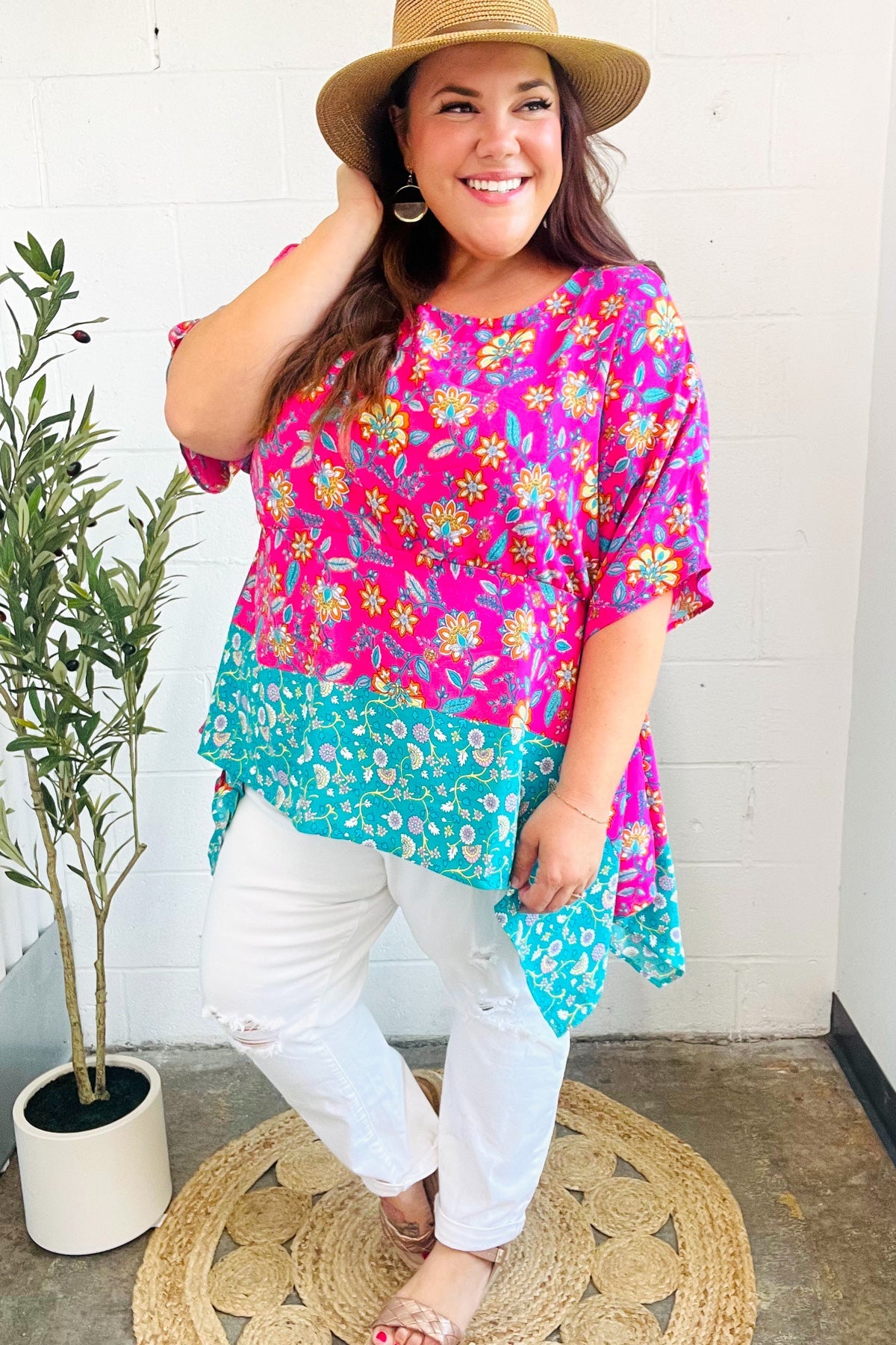 Vacay Ready Paisley Floral Shark Bite Top