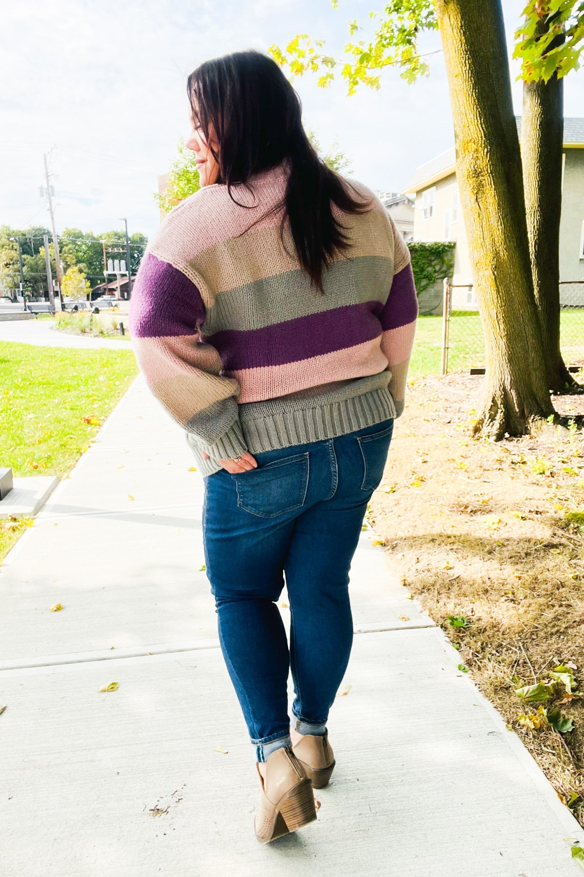 Fall For You Striped Cable Knit Sweater