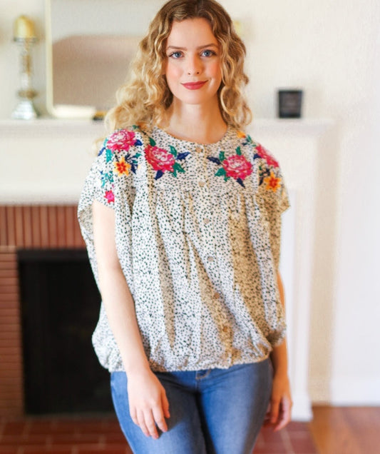 Perfectly Poised Floral Embroidery Top