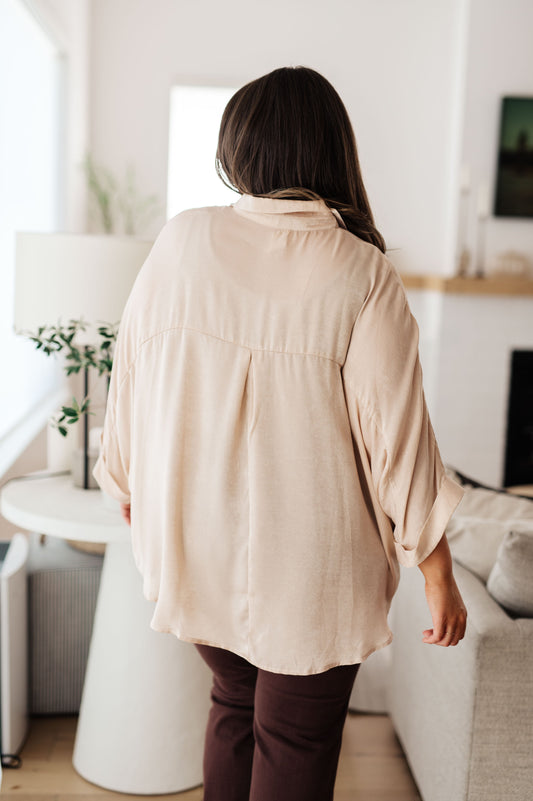 In Your Thoughts Oversized Dolman Top | Champagne