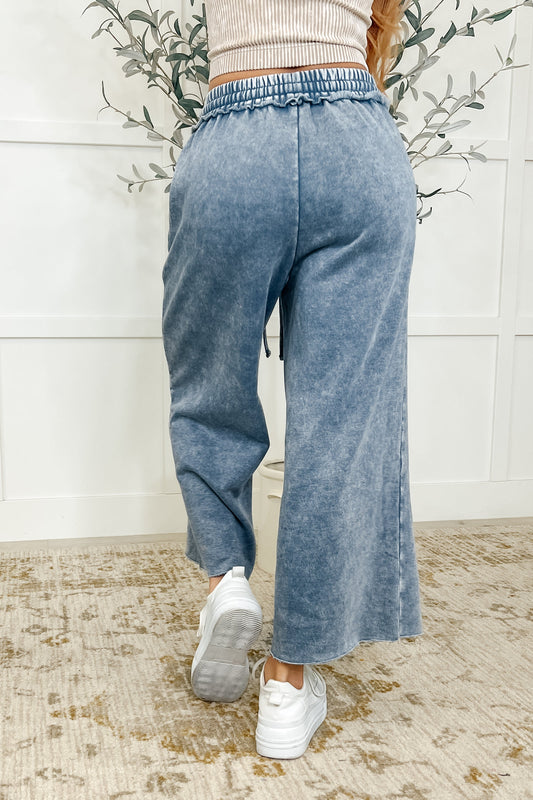 In or Out Wide Leg Cropped Pants | Blue Grey